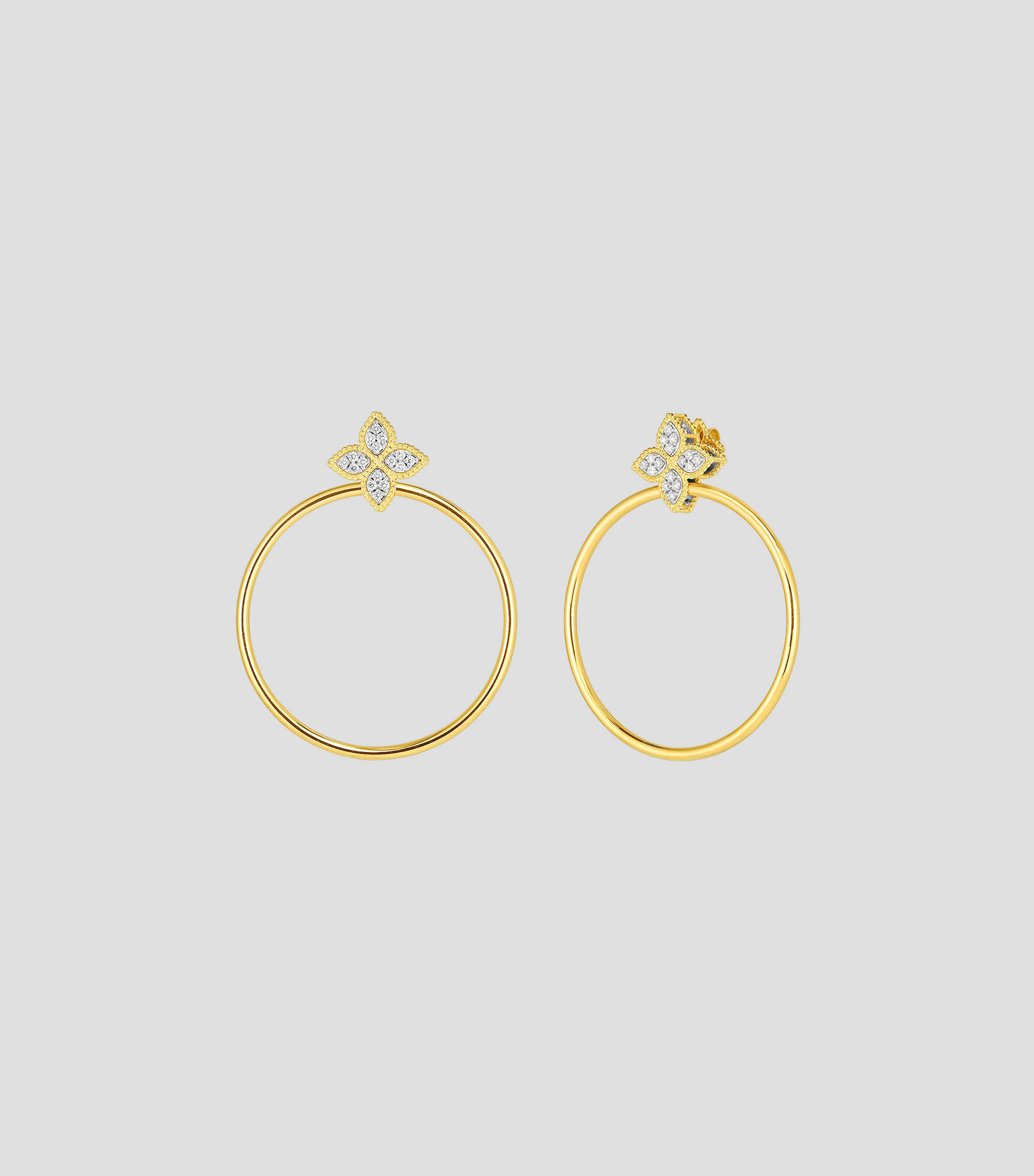 Arracadas en oro amarillo de 18 Kilates con diamantes Princess Flower Mujer