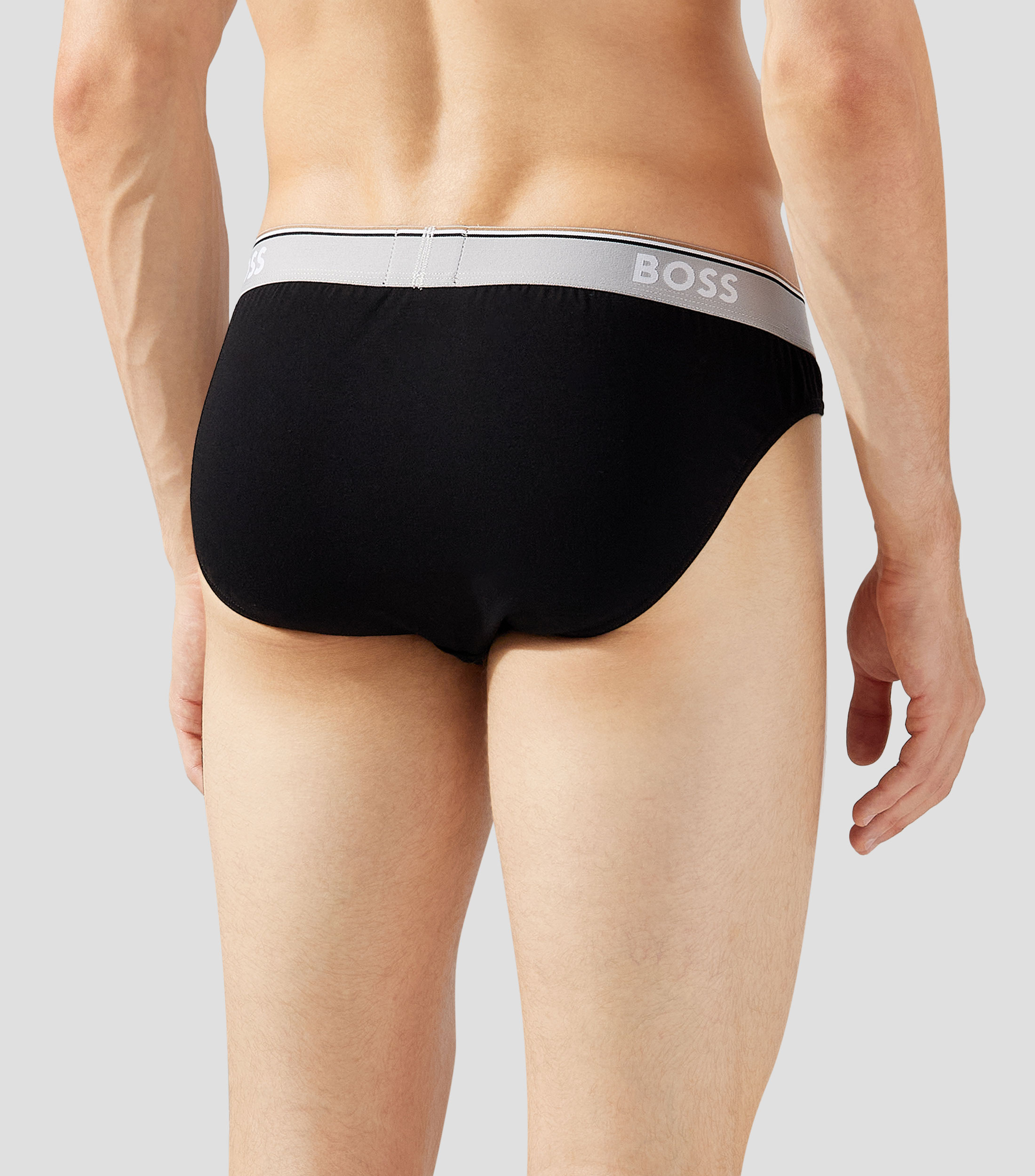 Set 3 Trusas slip de algodón elástico con logos en la cintura Hombre