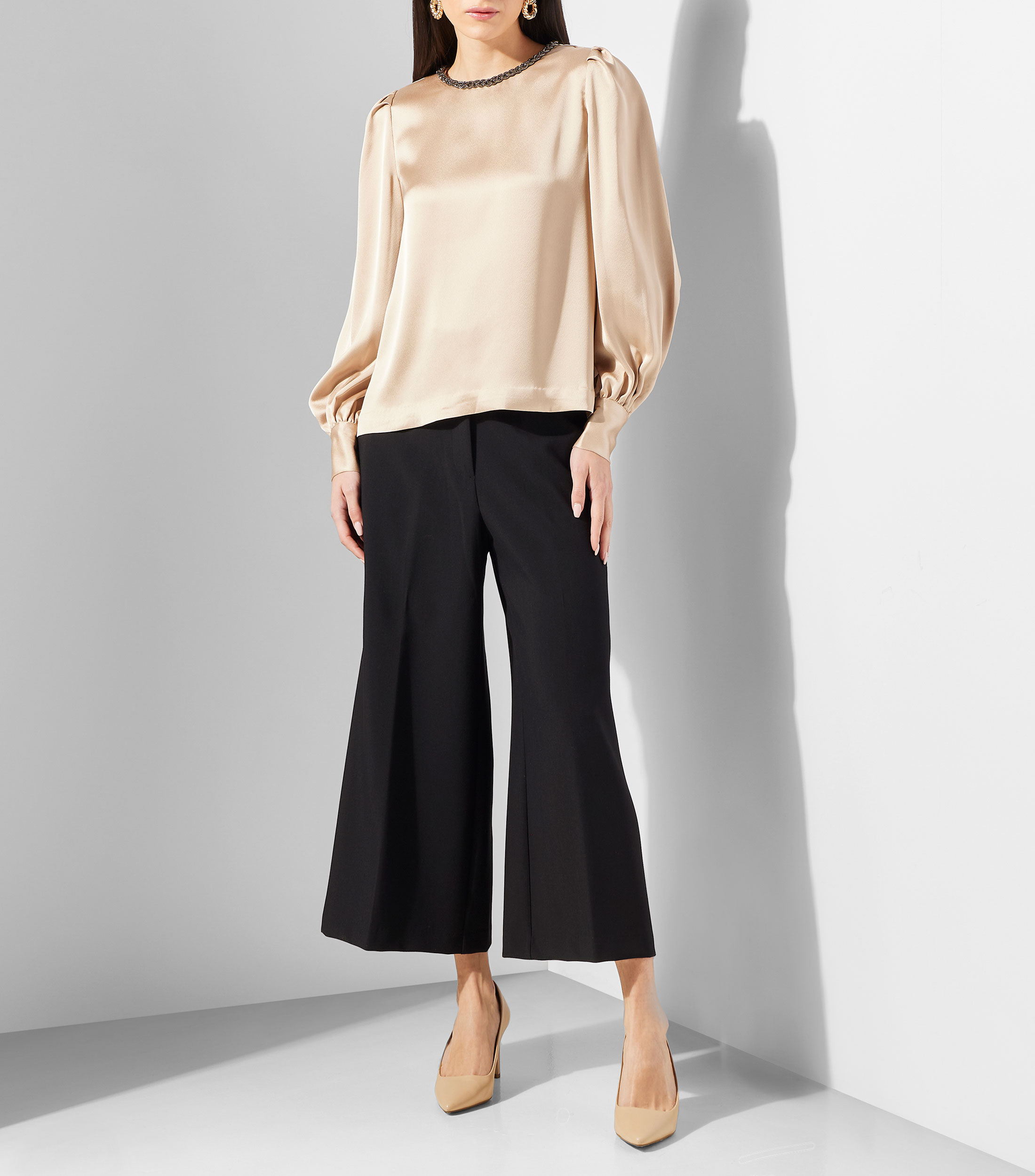 Blusa lisa manga larga Mujer