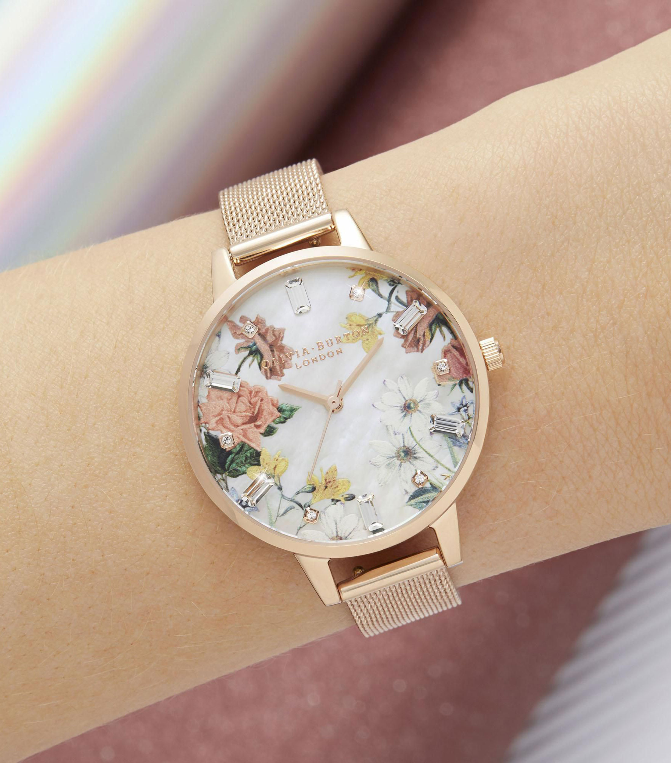 Reloj para Mujer Sparkle Floral Casual Dorado