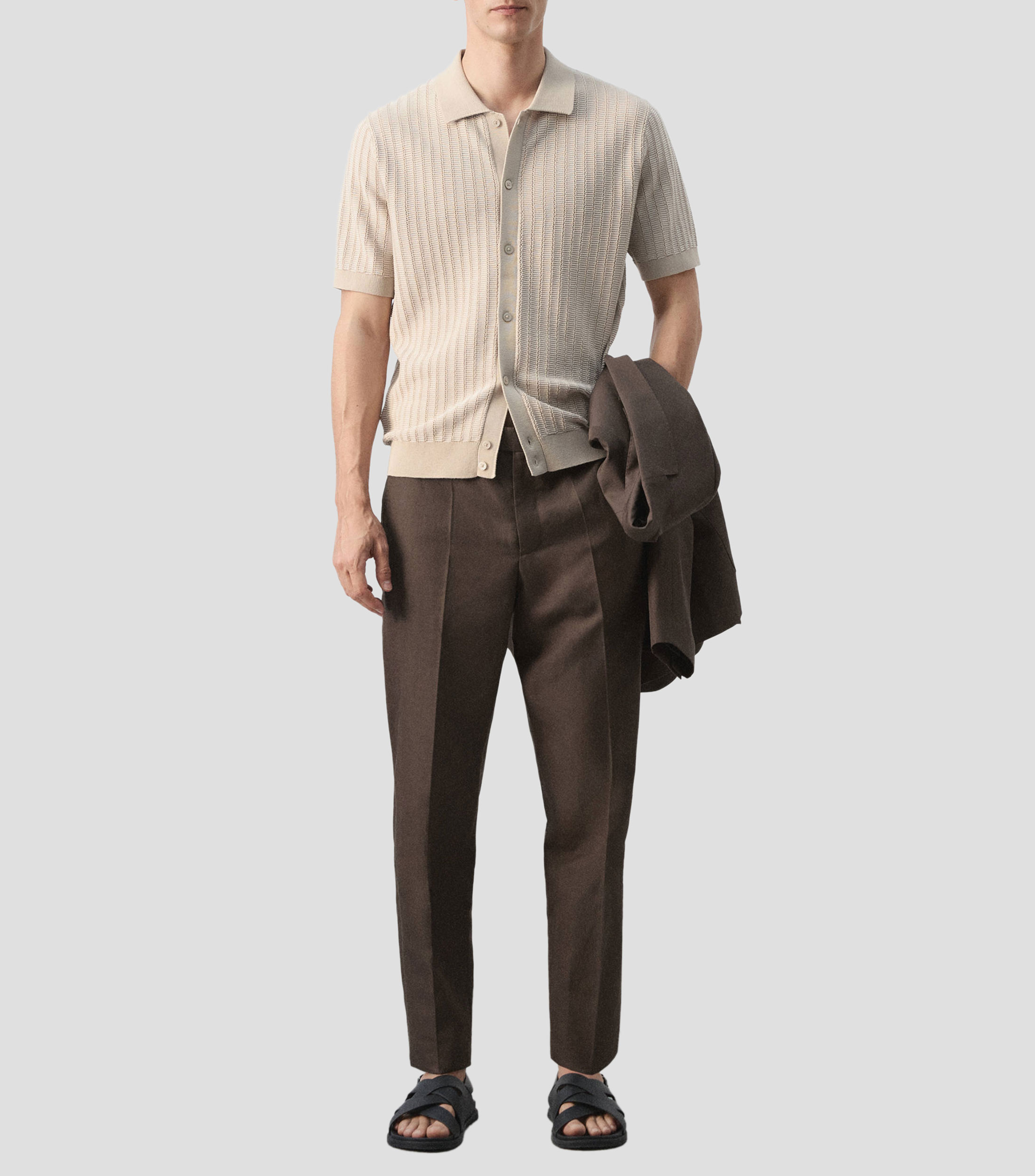 Camisa con microdiseño manga corta Hombre