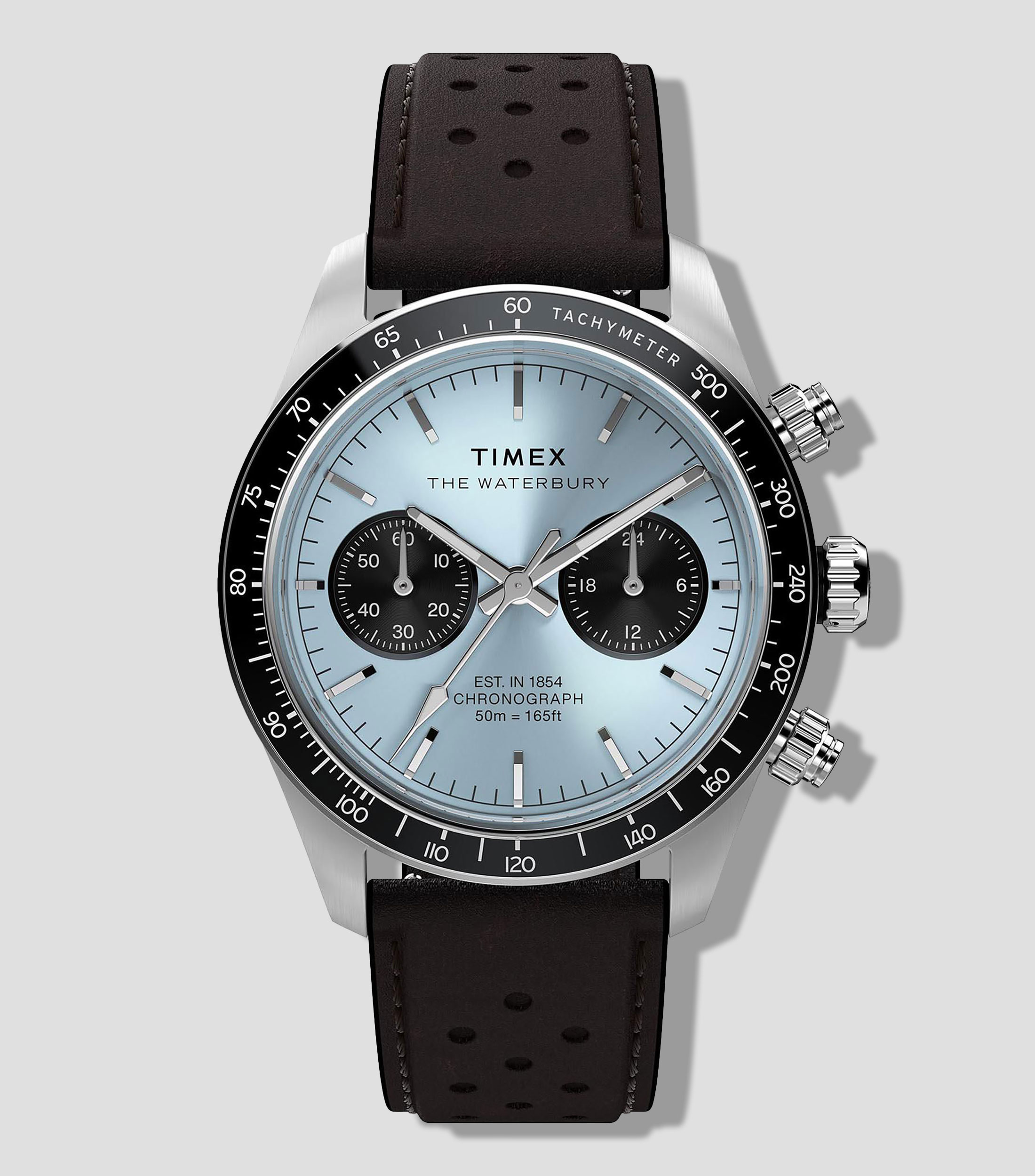 Reloj para hombre Waterbury Heritage Chronograph casual plateado, azul
