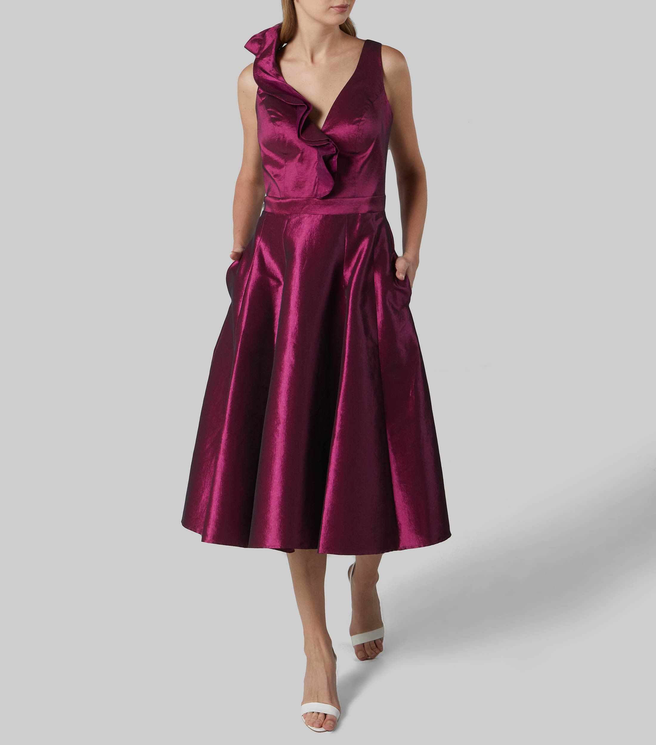 Vestido de fiesta corto liso sin mangas Mujer