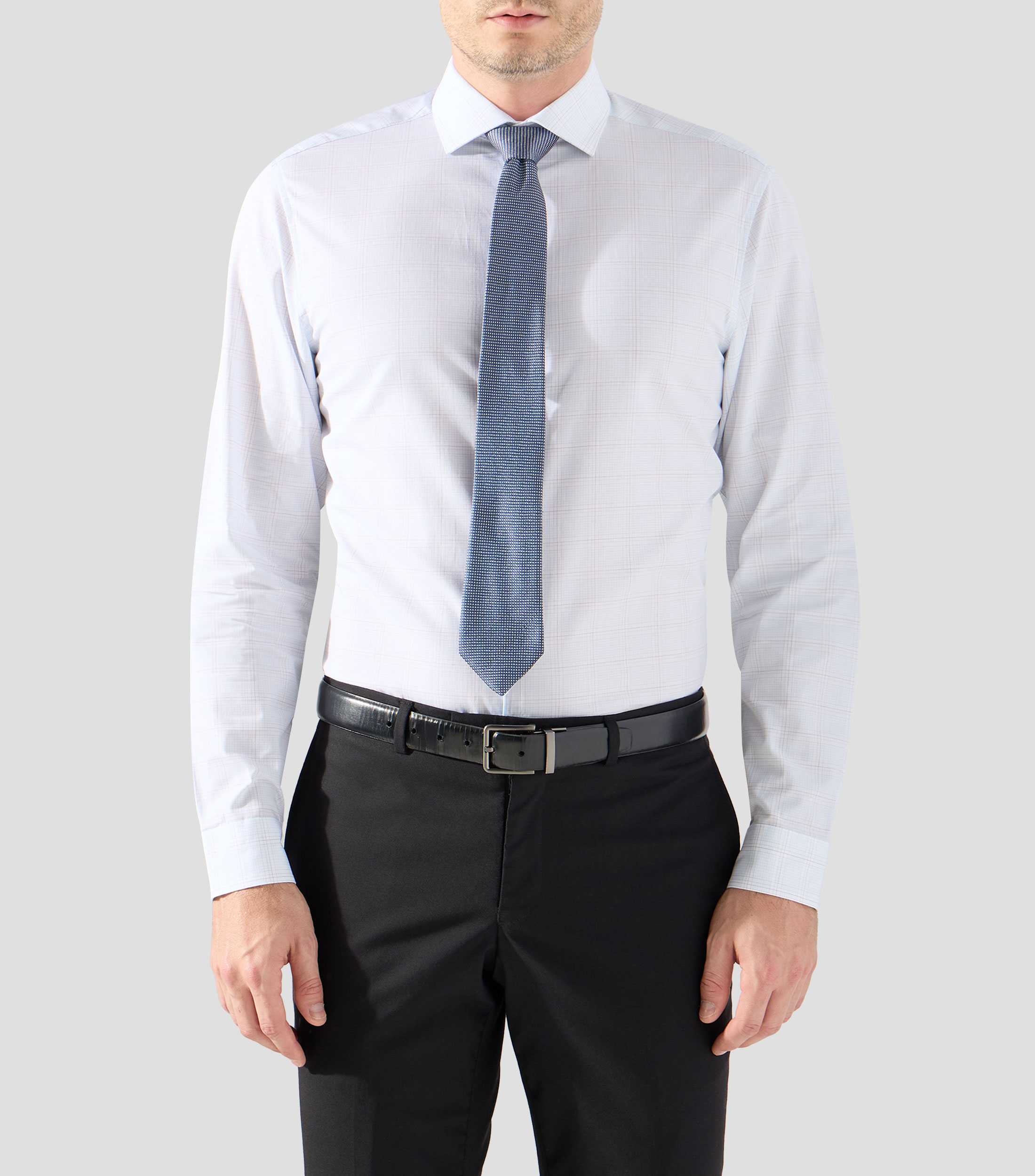 Camisa de vestir con cuadros y manga larga Hombre
