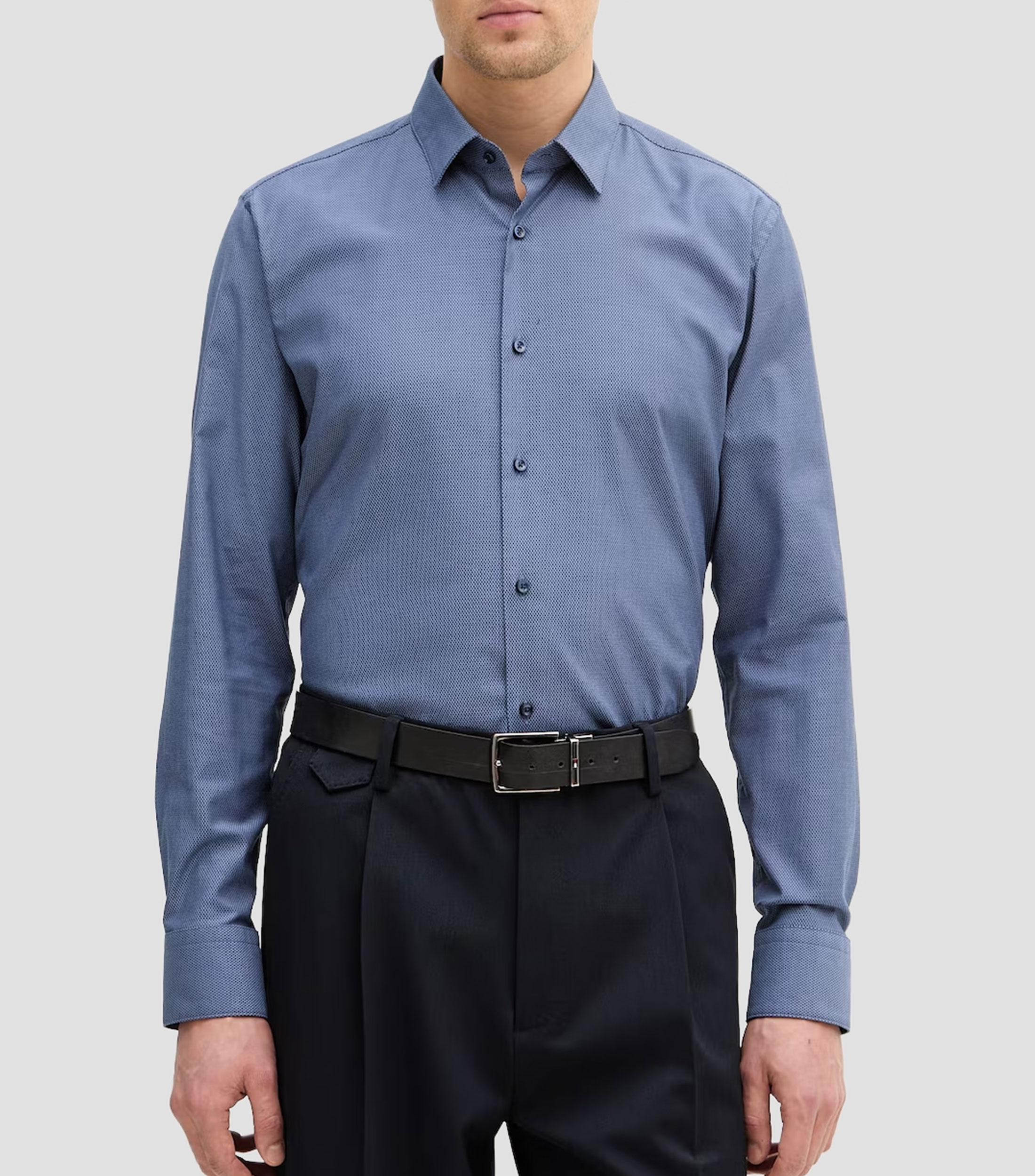 Camisa con microdiseño manga larga Hombre