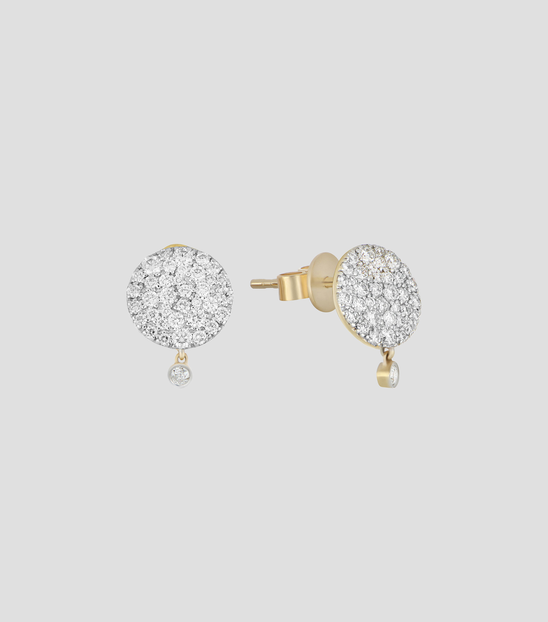 Aretes en oro amarillo de 14 kilates con diamantes Mujer