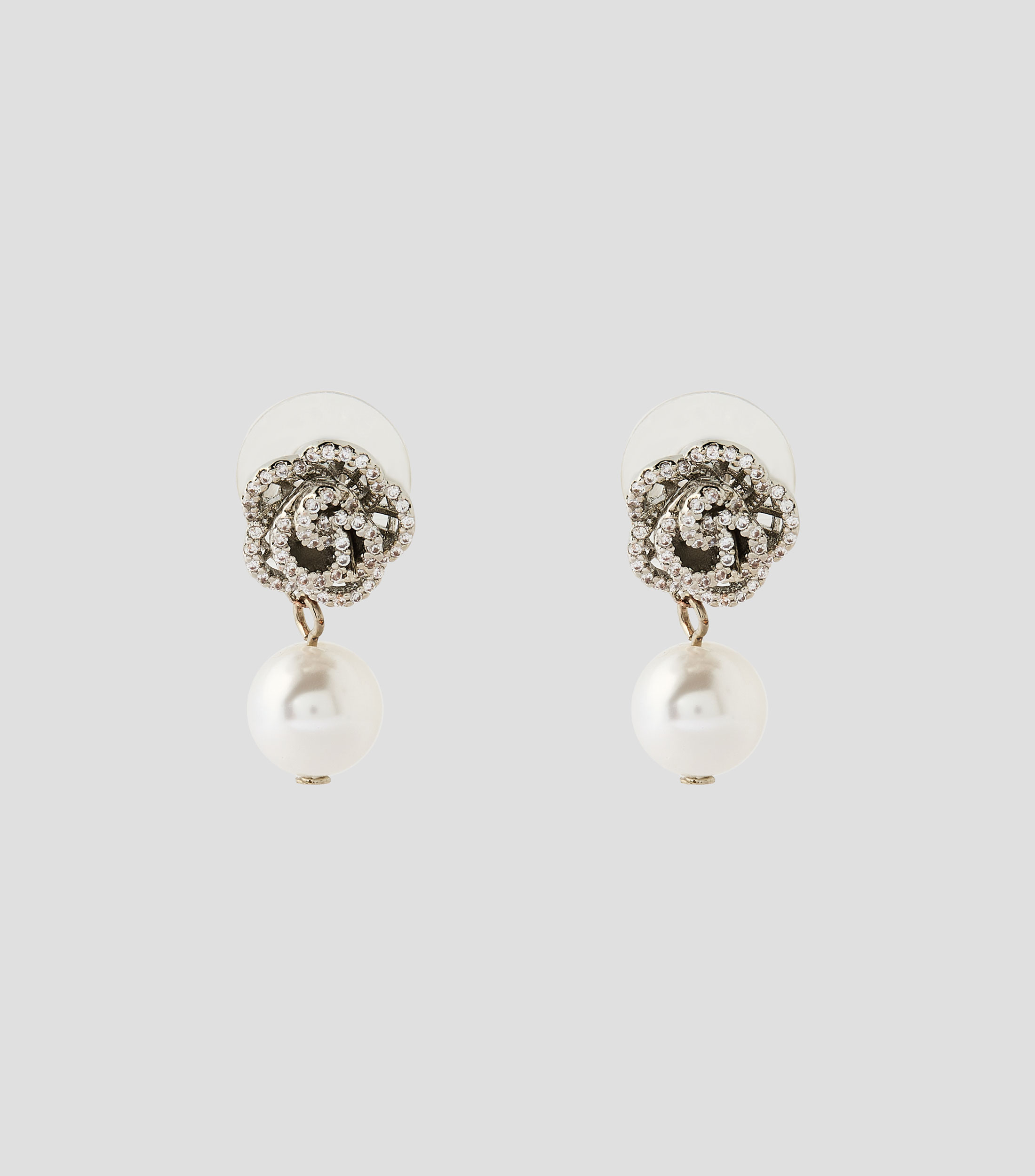 Aretes rosas con perla y cristal Mujer