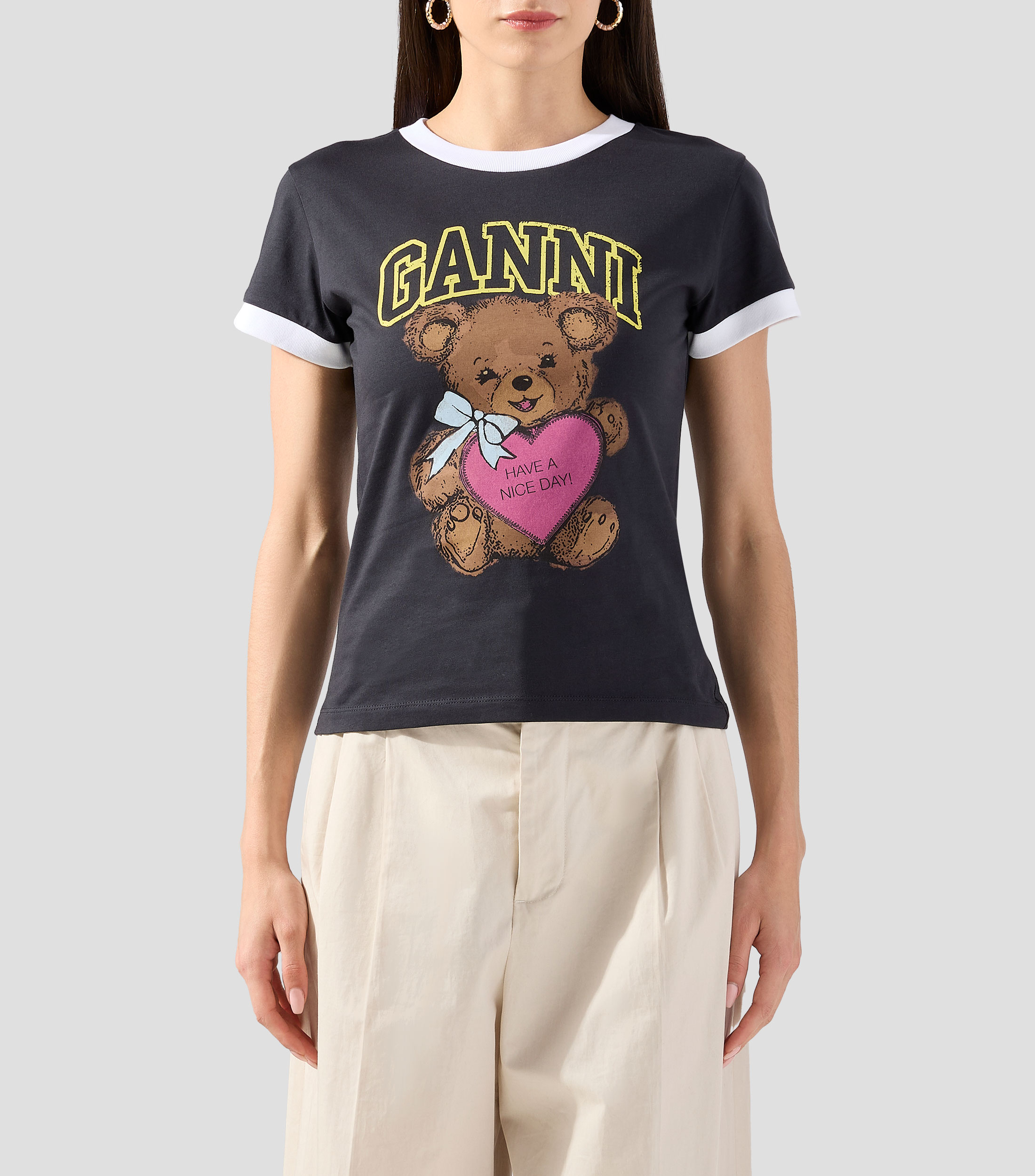 Playera cuello redondo manga corta estampada Mujer