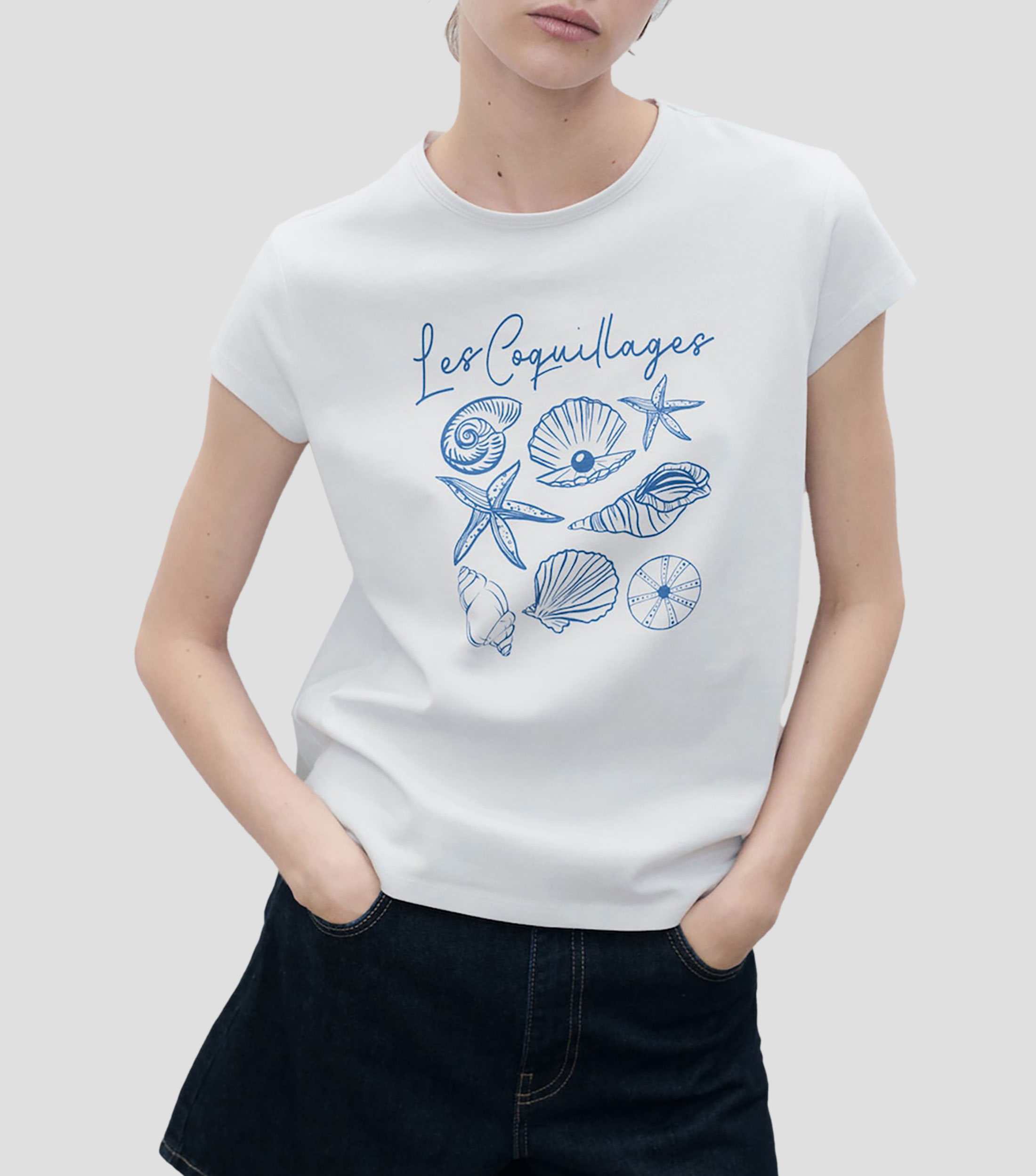 Playera cuello redondo con estampado Mujer