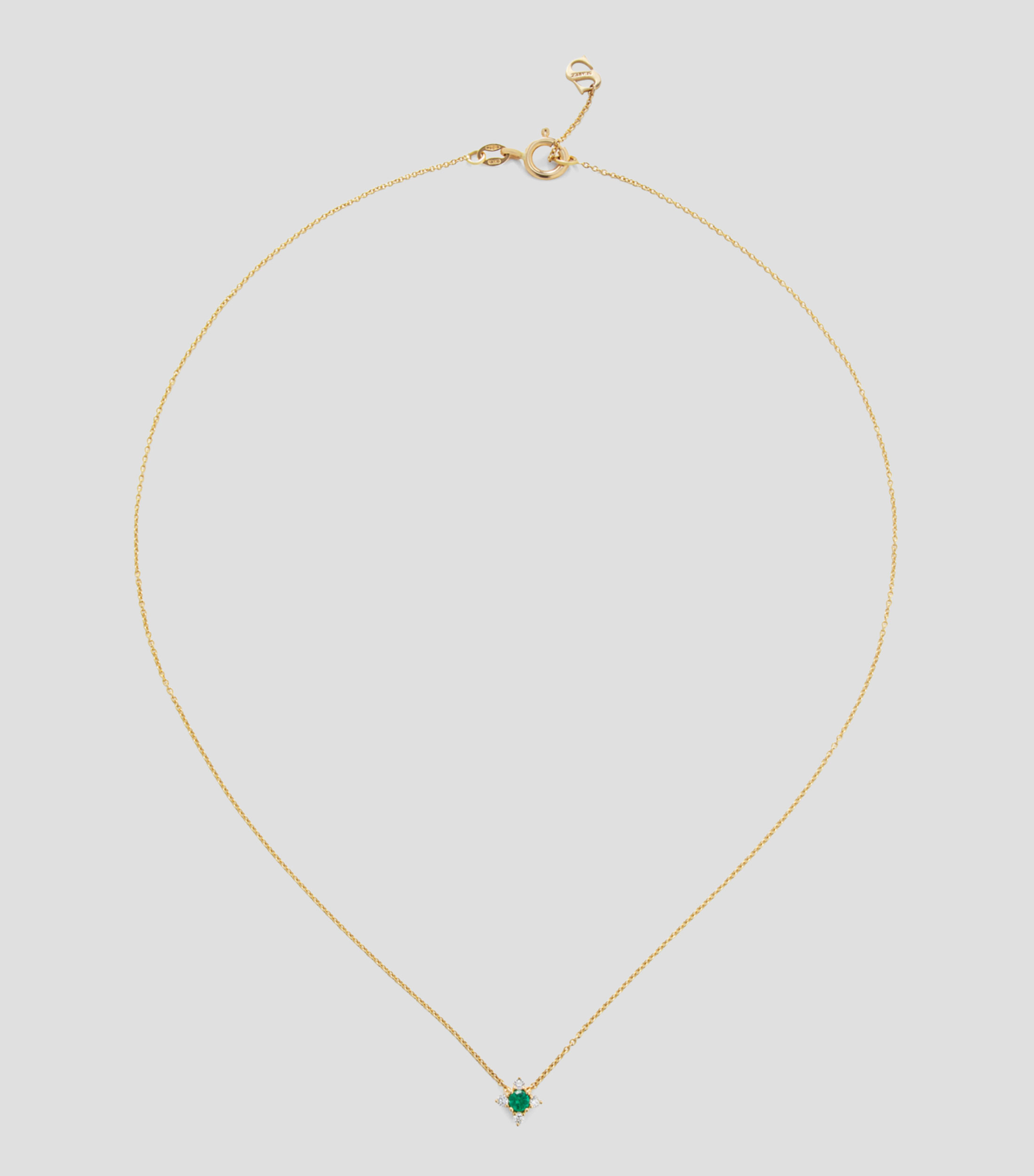 Collar en Oro amarillo de 18 Kilates con esmeralda y diamantes Mujer