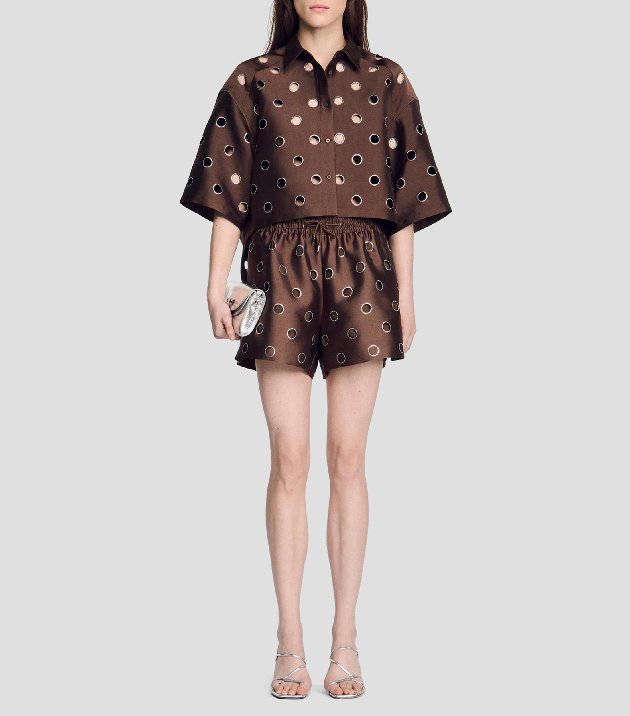 Camisa lisa con manga corta Mujer