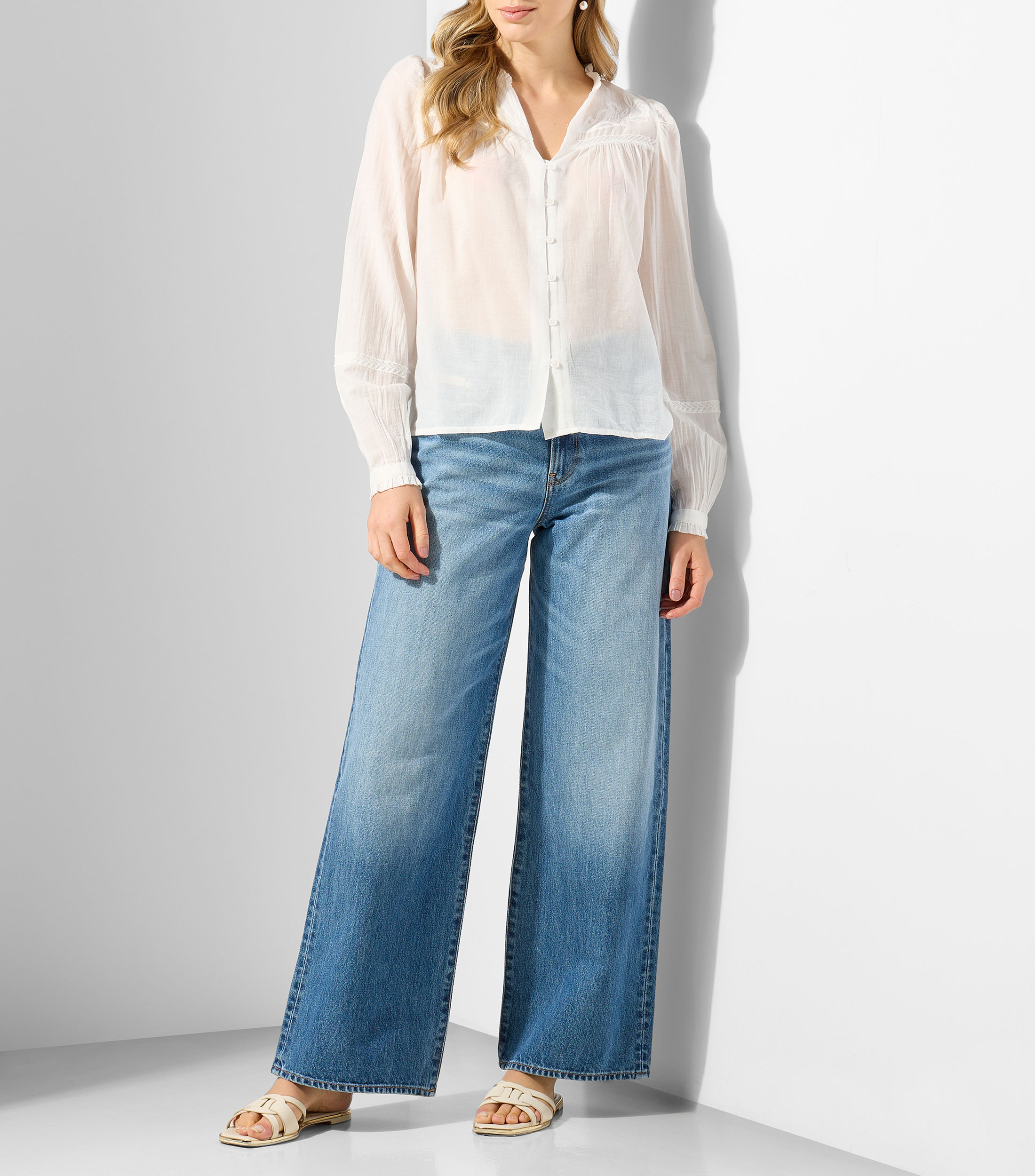 Blusa lisa manga larga Mujer