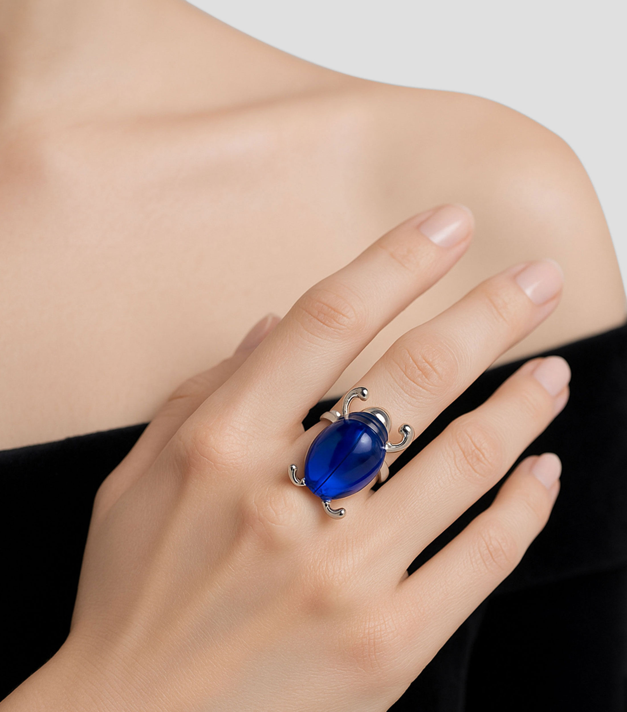 Anillo en plata .925 Aire con vidrio Mujer