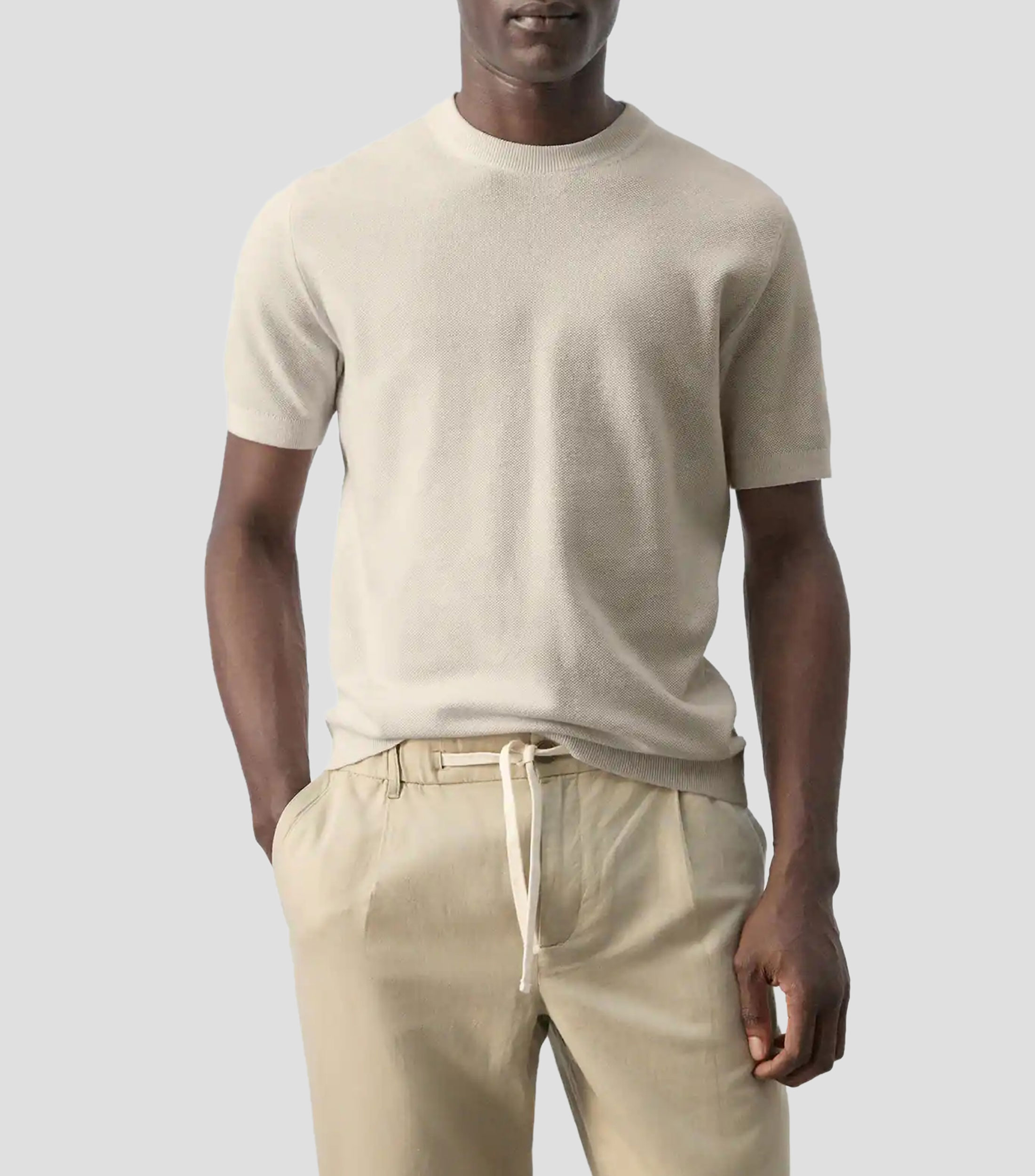 Playera cuello redondo manga corta diseño sólido Hombre