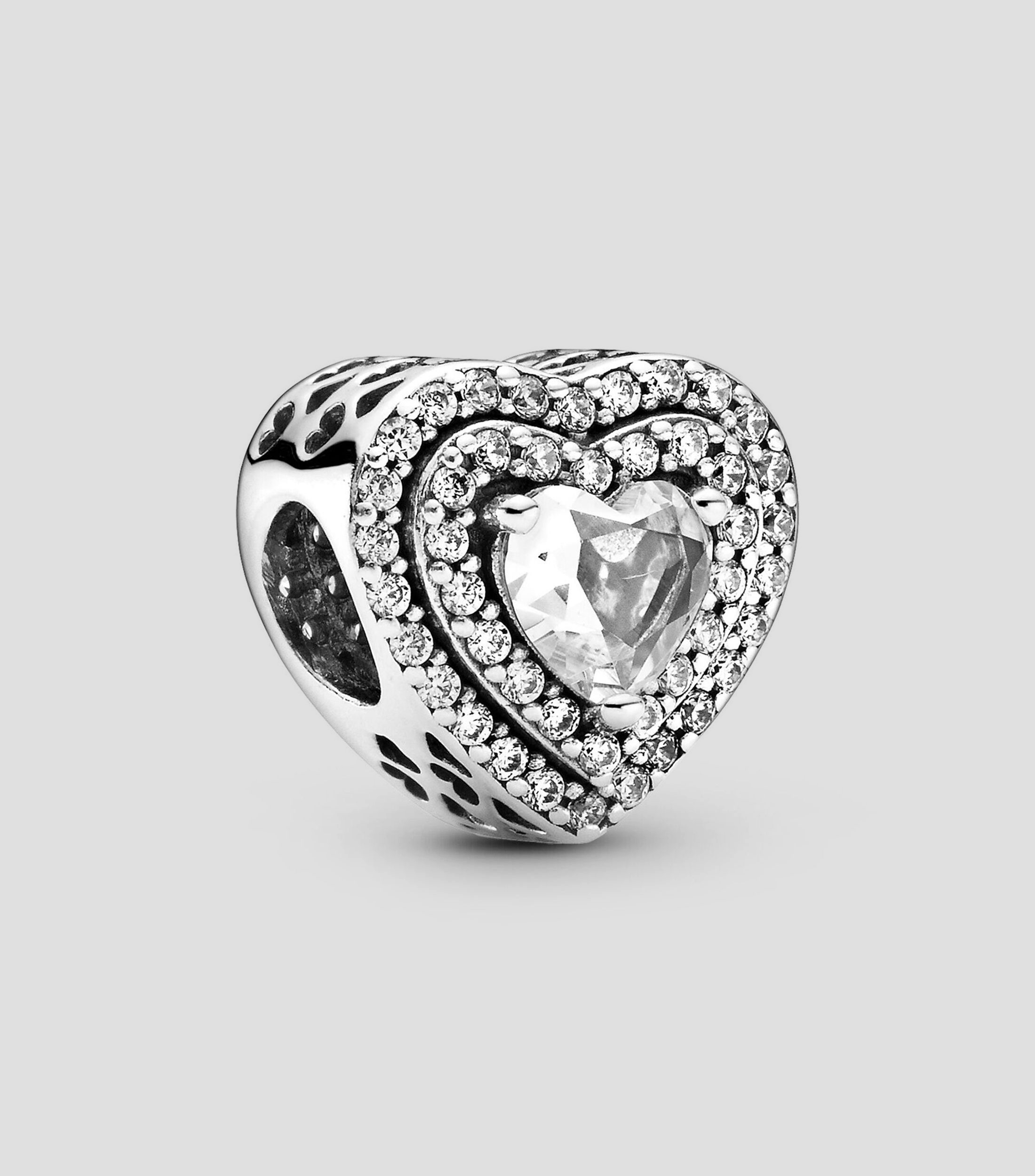 Charm Corazones Nivelados en Plata .925 con Engastes Mujer