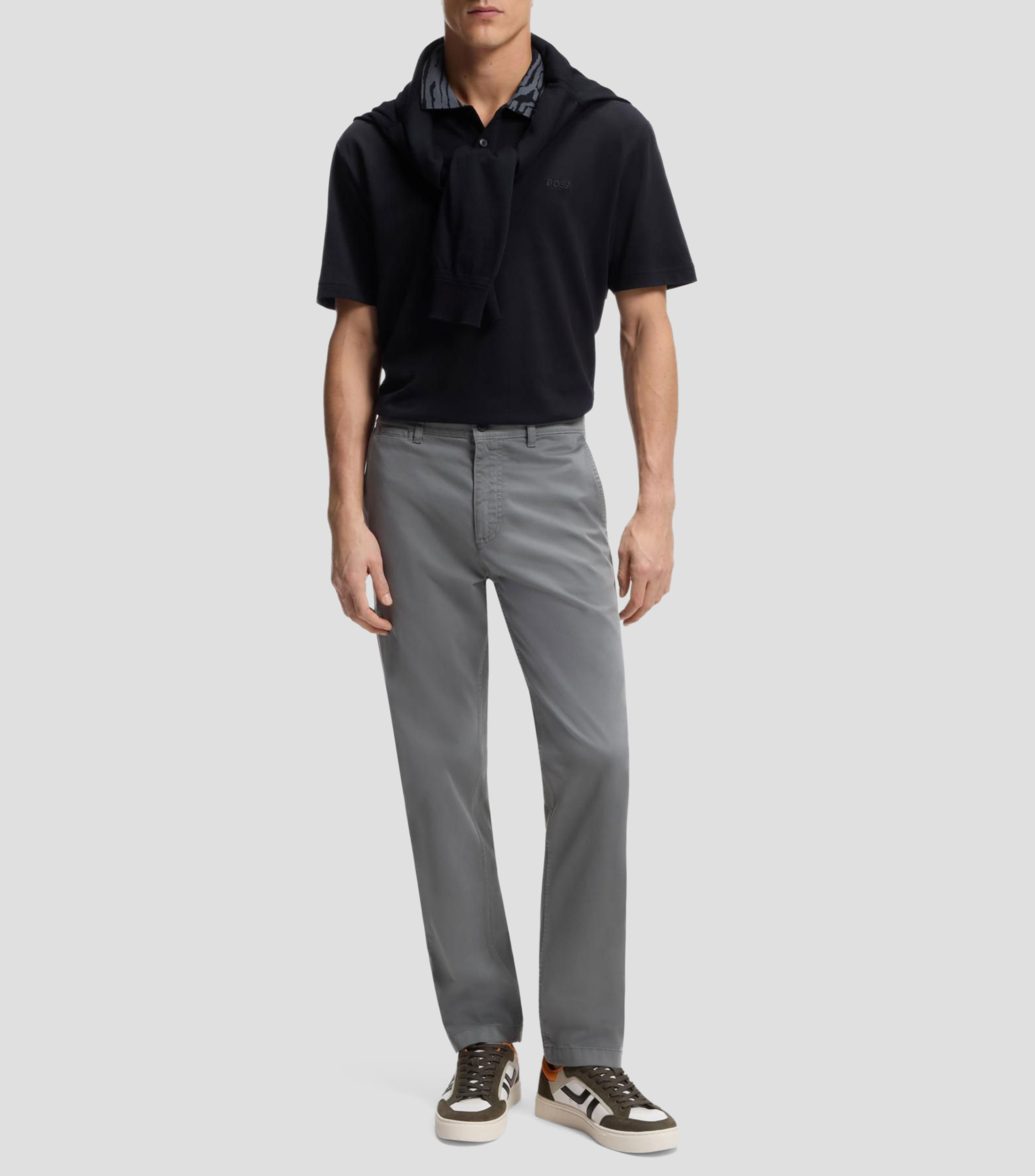 Polo BOSS de piqué de algodón con cuello de camuflaje Hombre