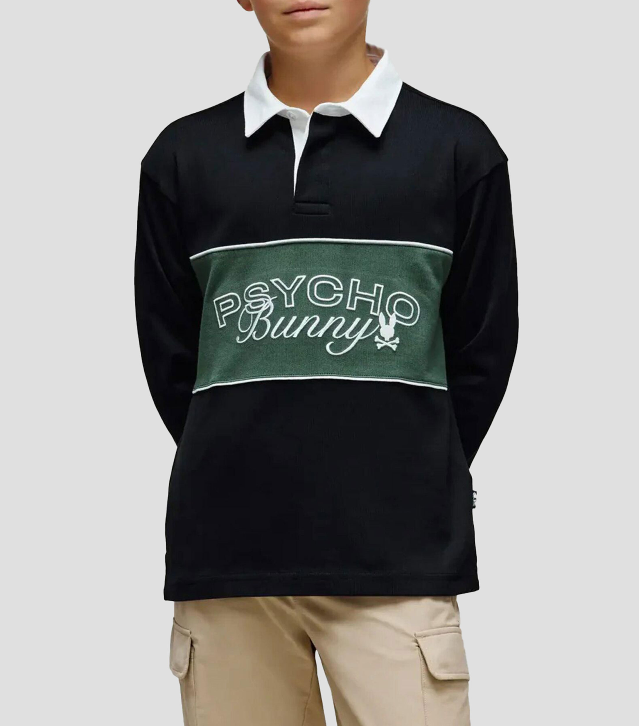Playera tipo polo con manga larga lisa Niño