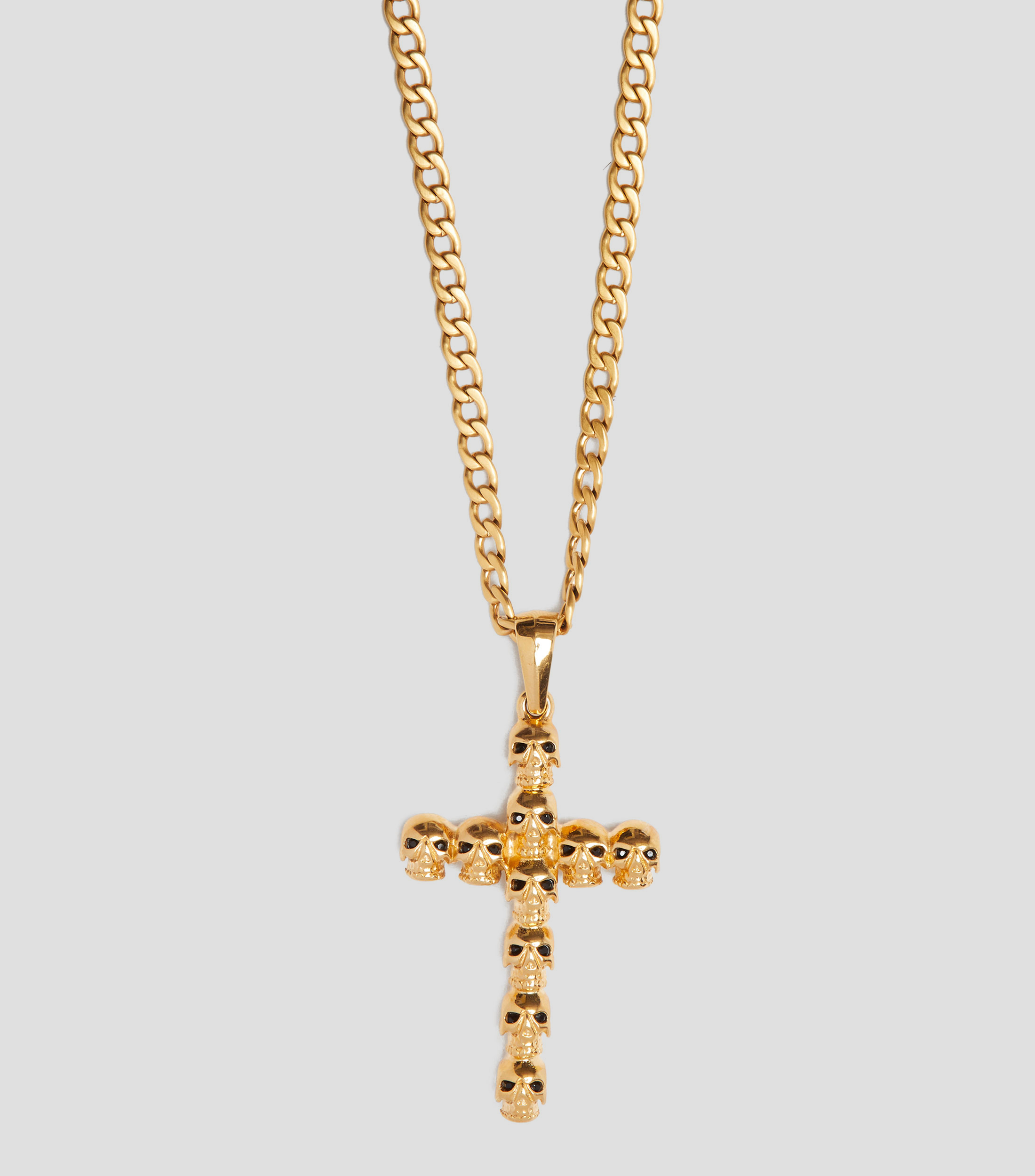 Collar Skull con Cruz Dorada Hombre