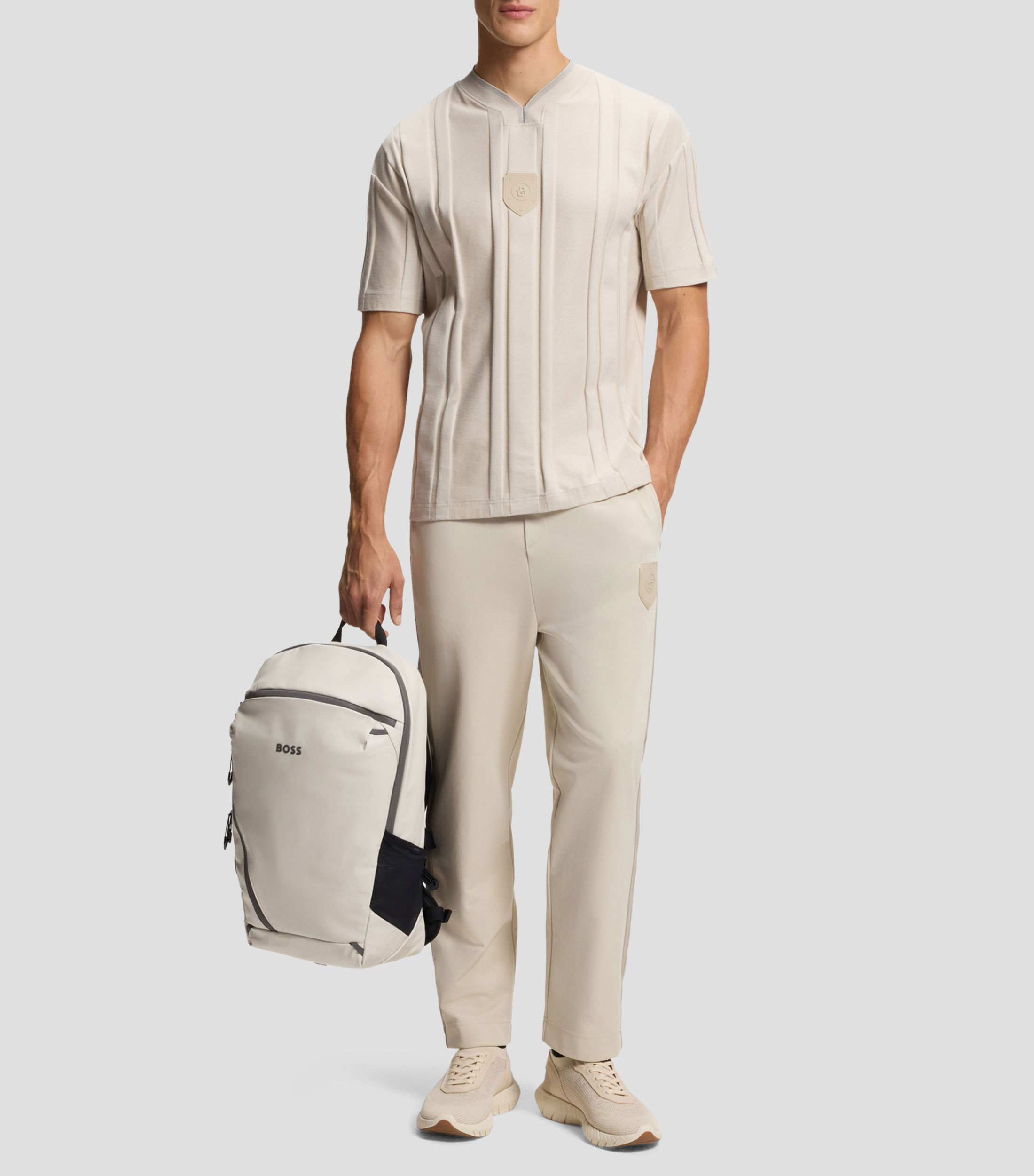 Mochila de piel sintética con detalles reflectantes Hombre