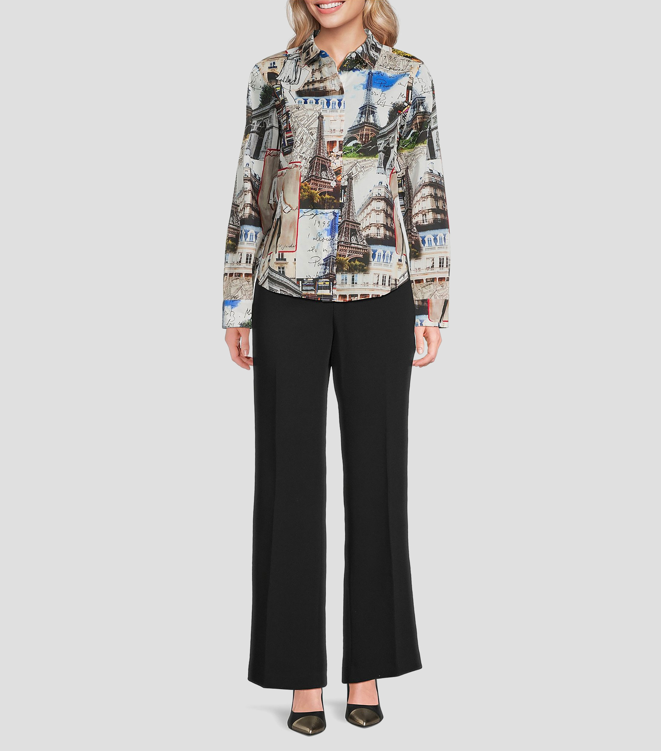 Camisa estampada con manga larga Mujer