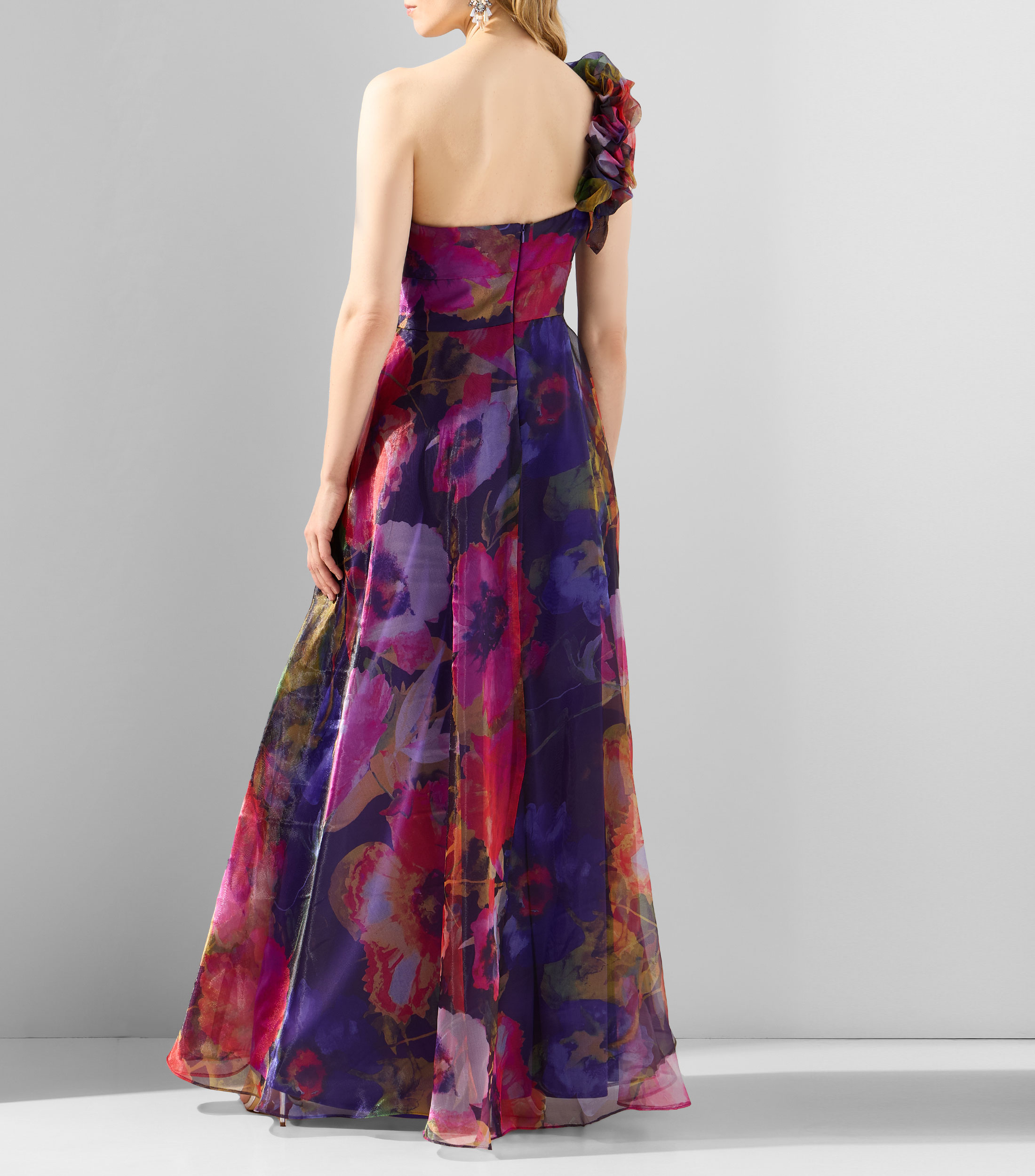 Vestido de fiesta largo estampado Mujer