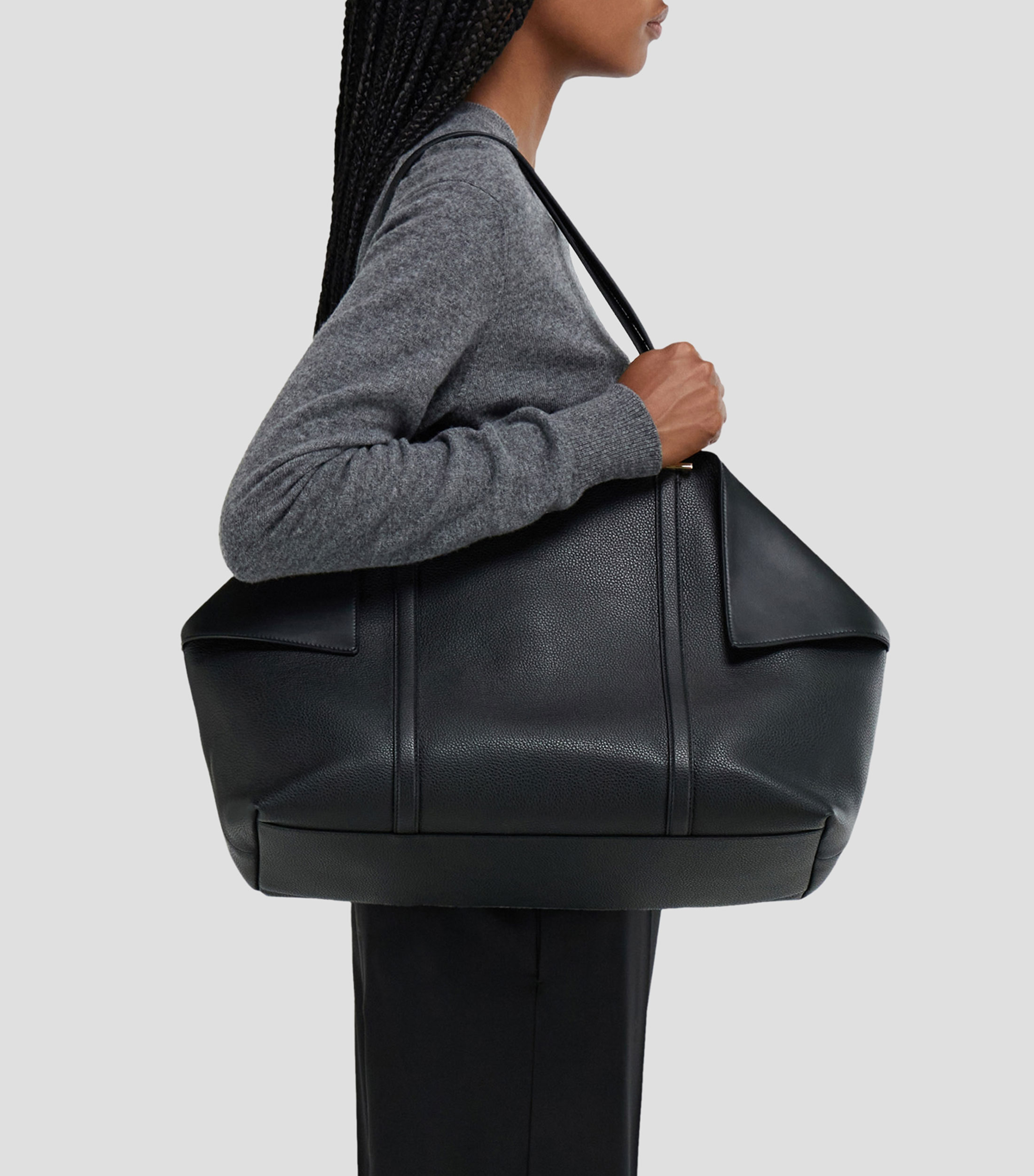 Bolsa tote en piel liso Mujer