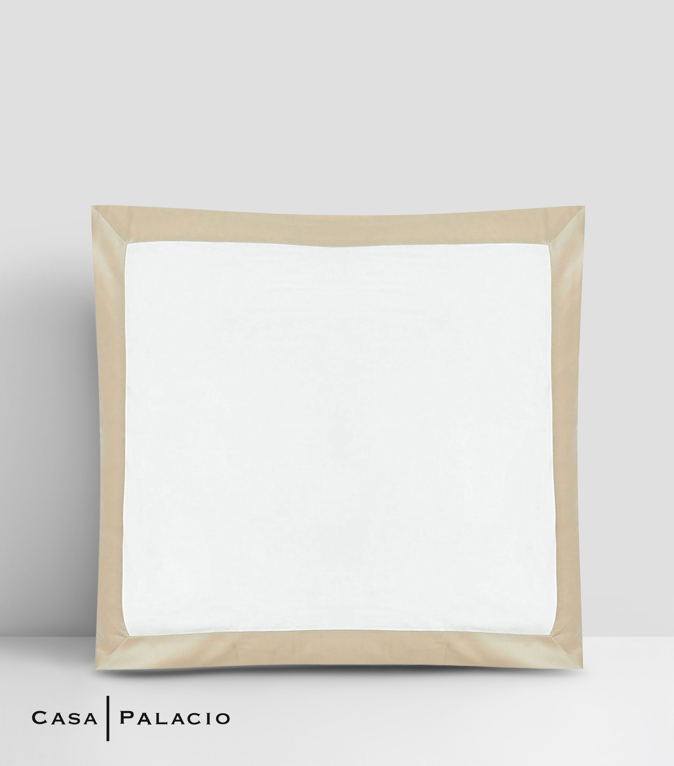 Funda para almohada Euro de algodon Bold Blanco con beige