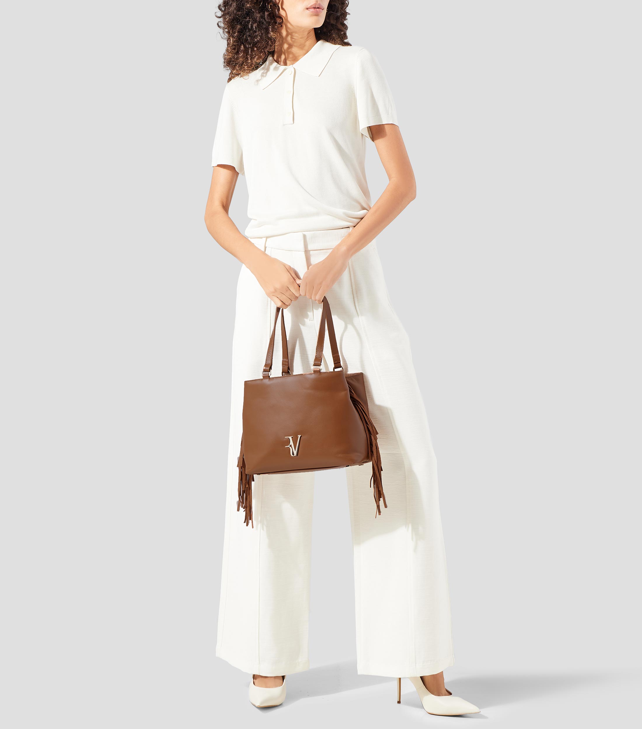 Bolsa Shoulder en piel vacuna Cleo lisa Mujer