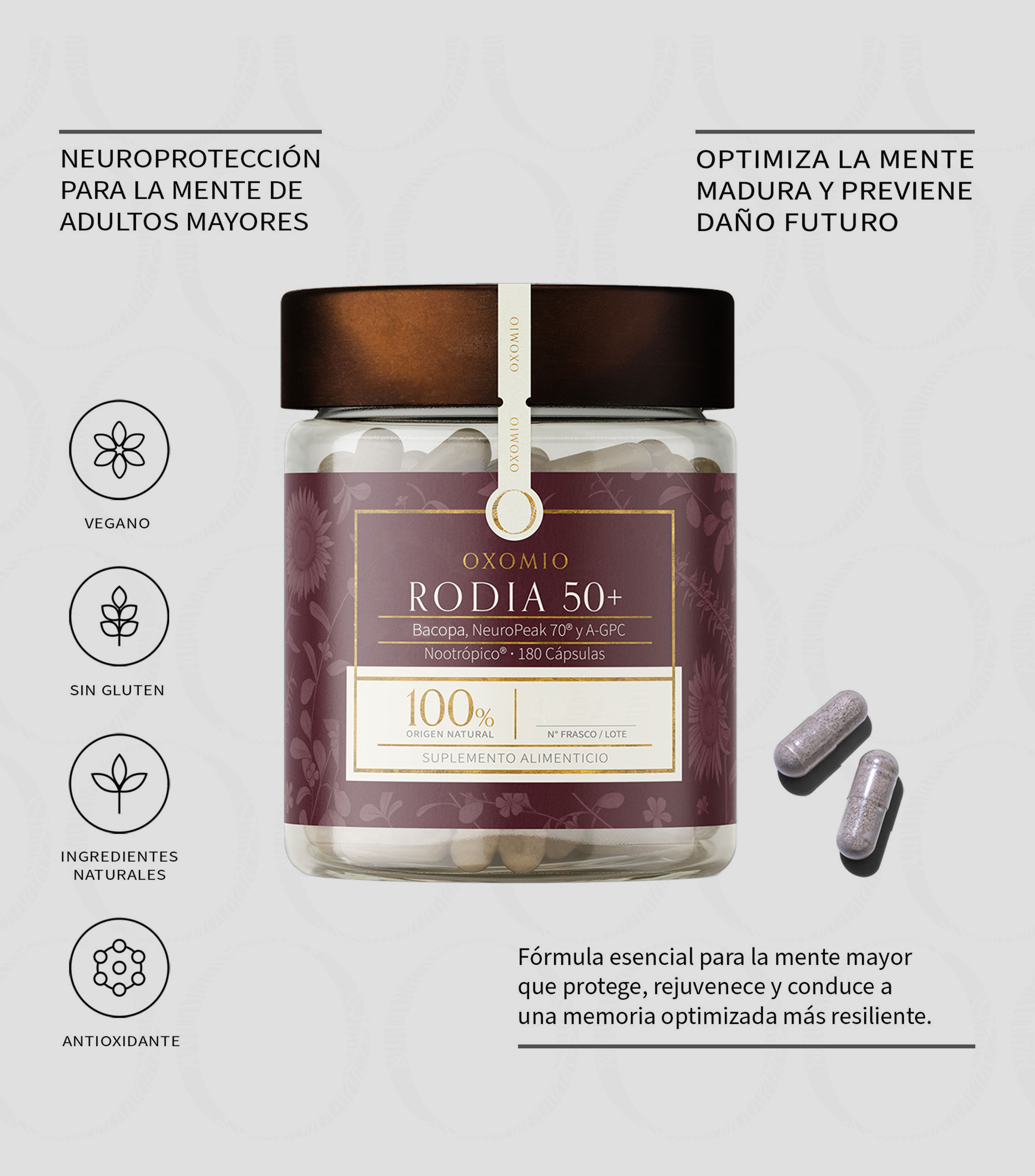 Rodia 50+ Neuroprotect, Mezcla cognitiva 180 cápsulas