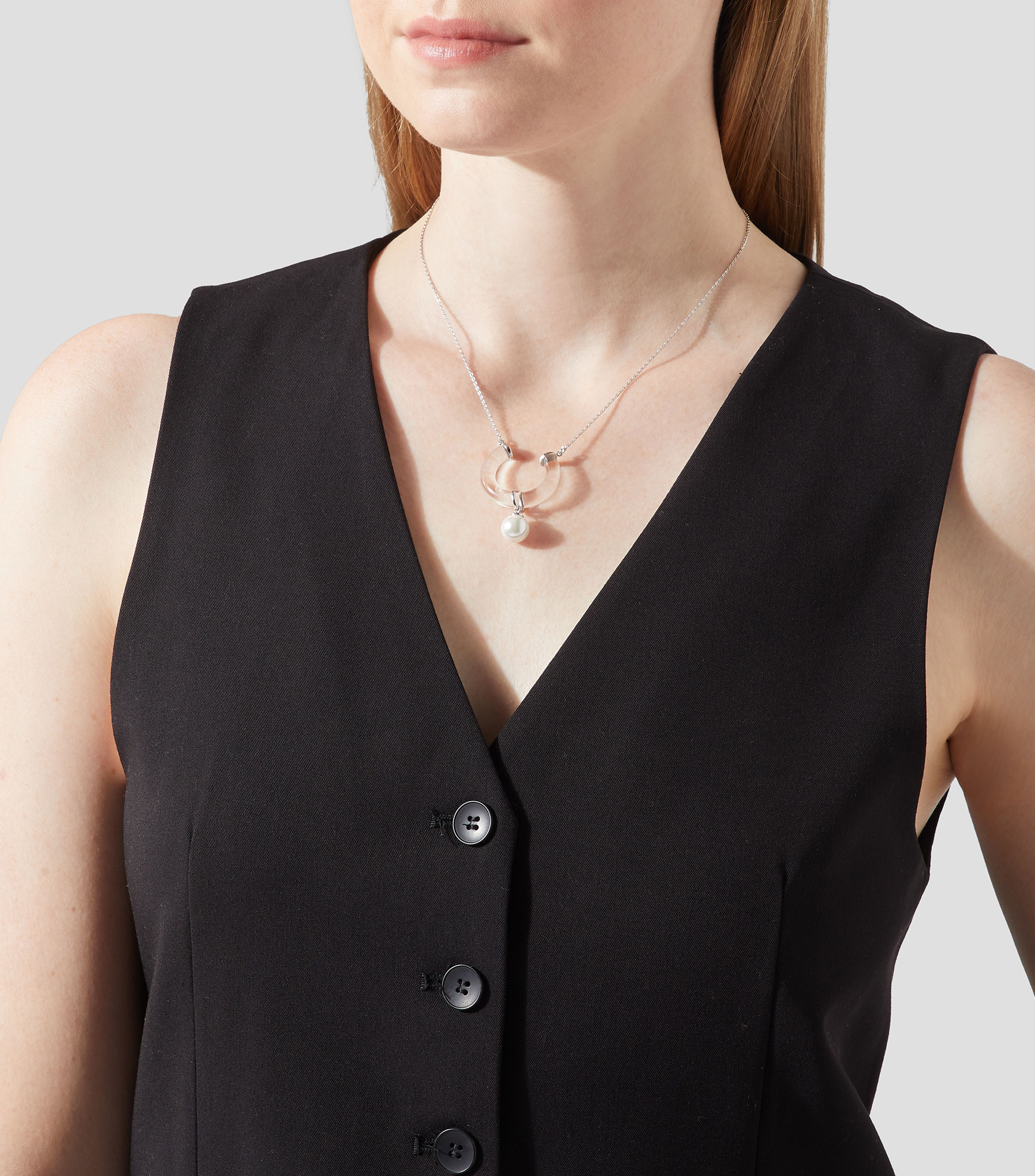Collar en plata con cristal y perla Ayla Mujer