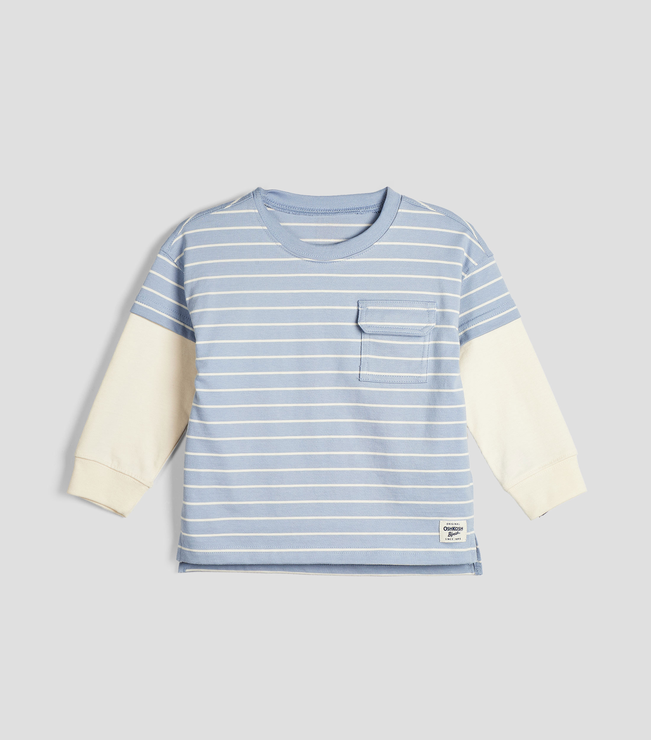 Playera cuello redondo manga larga rayas Bebé