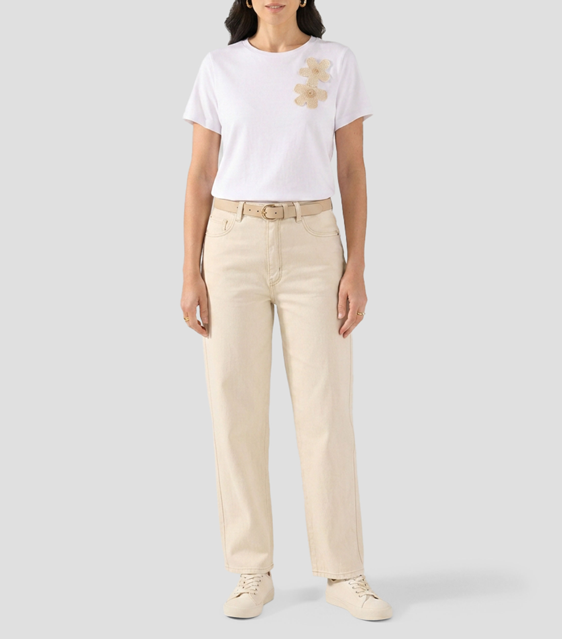 Playera cuello redondo manga corta lisa Mujer