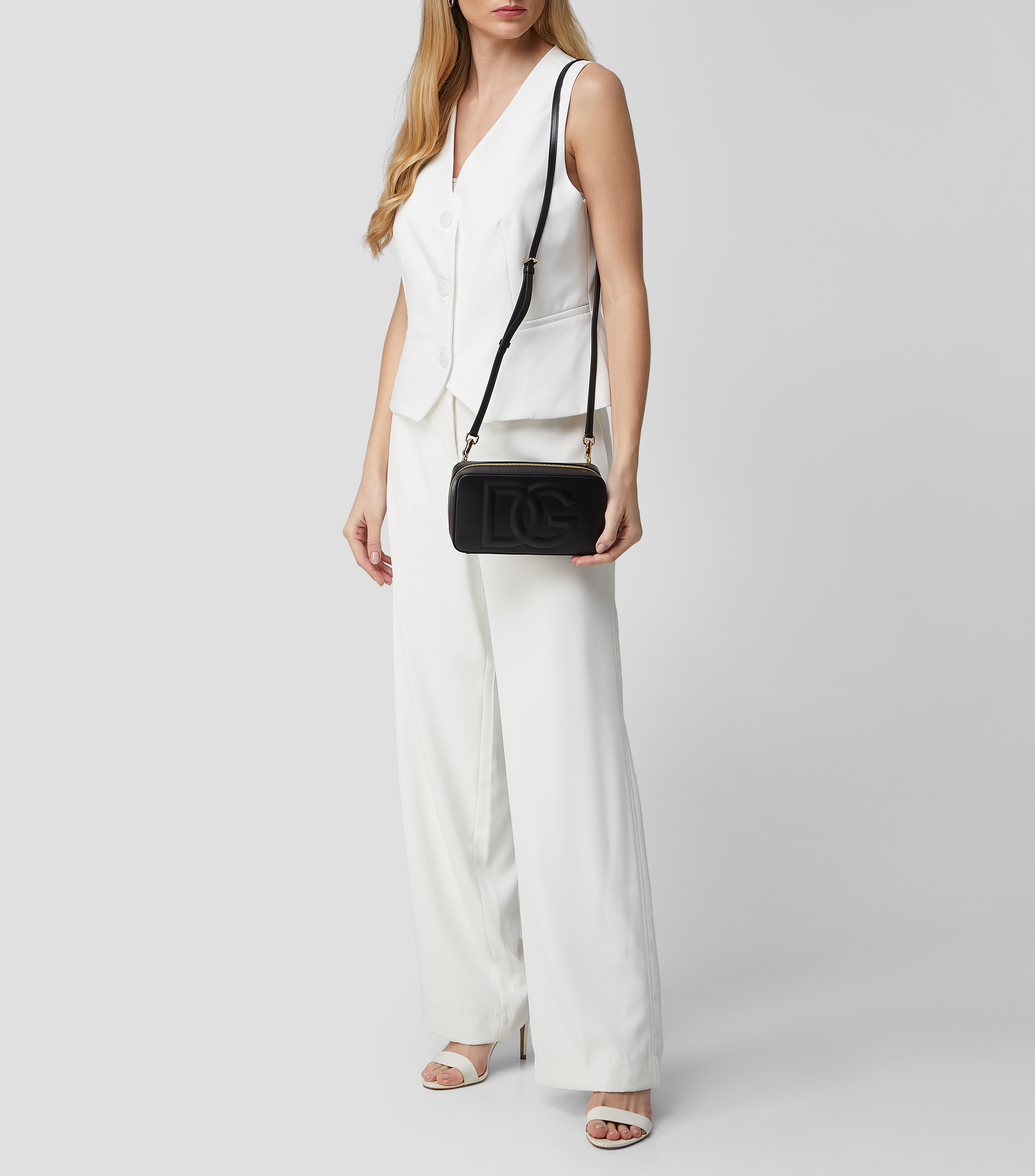 Bolso Crossbody LOGO en piel negra Mujer