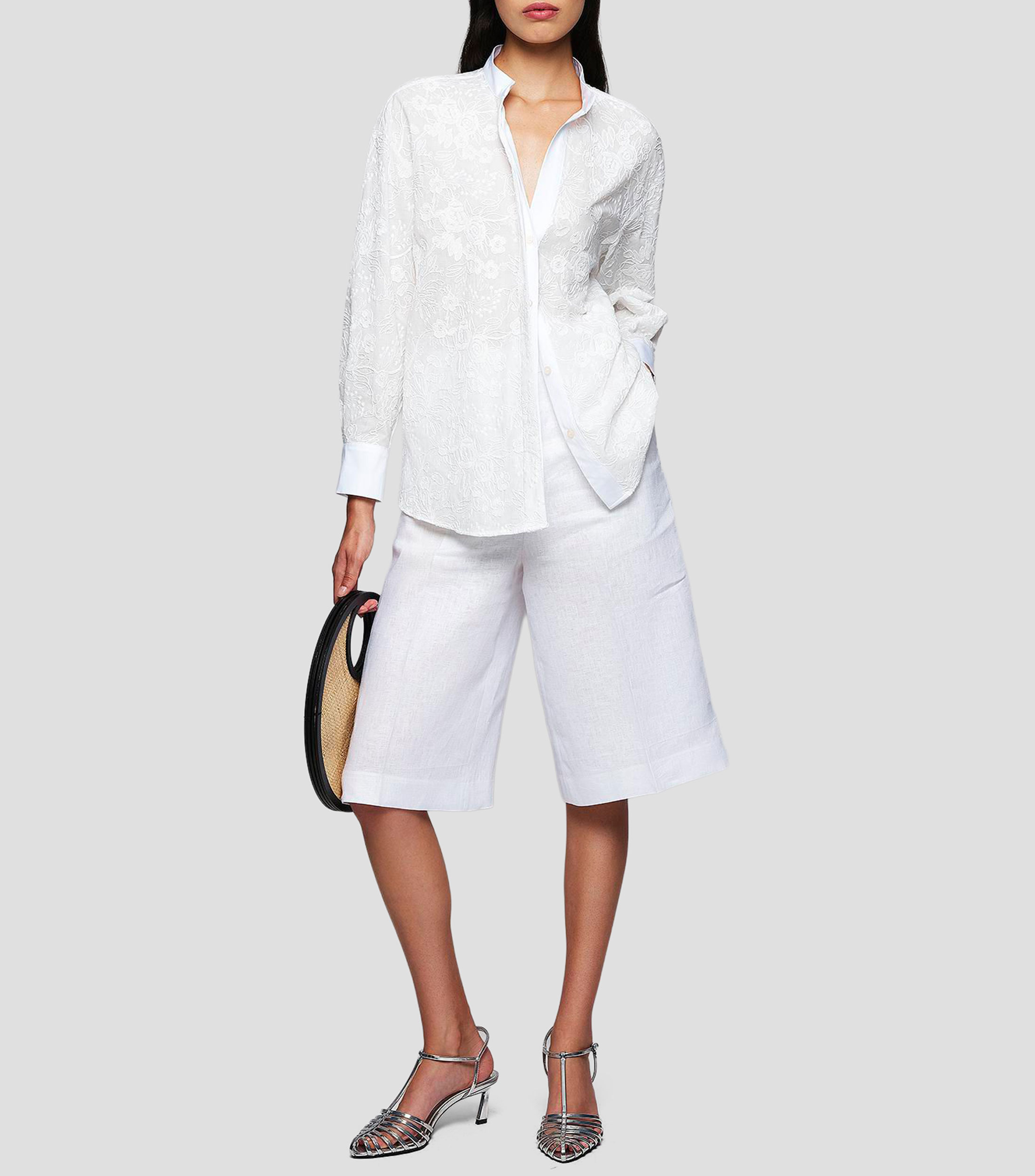 Camisa bordada con manga larga Mujer