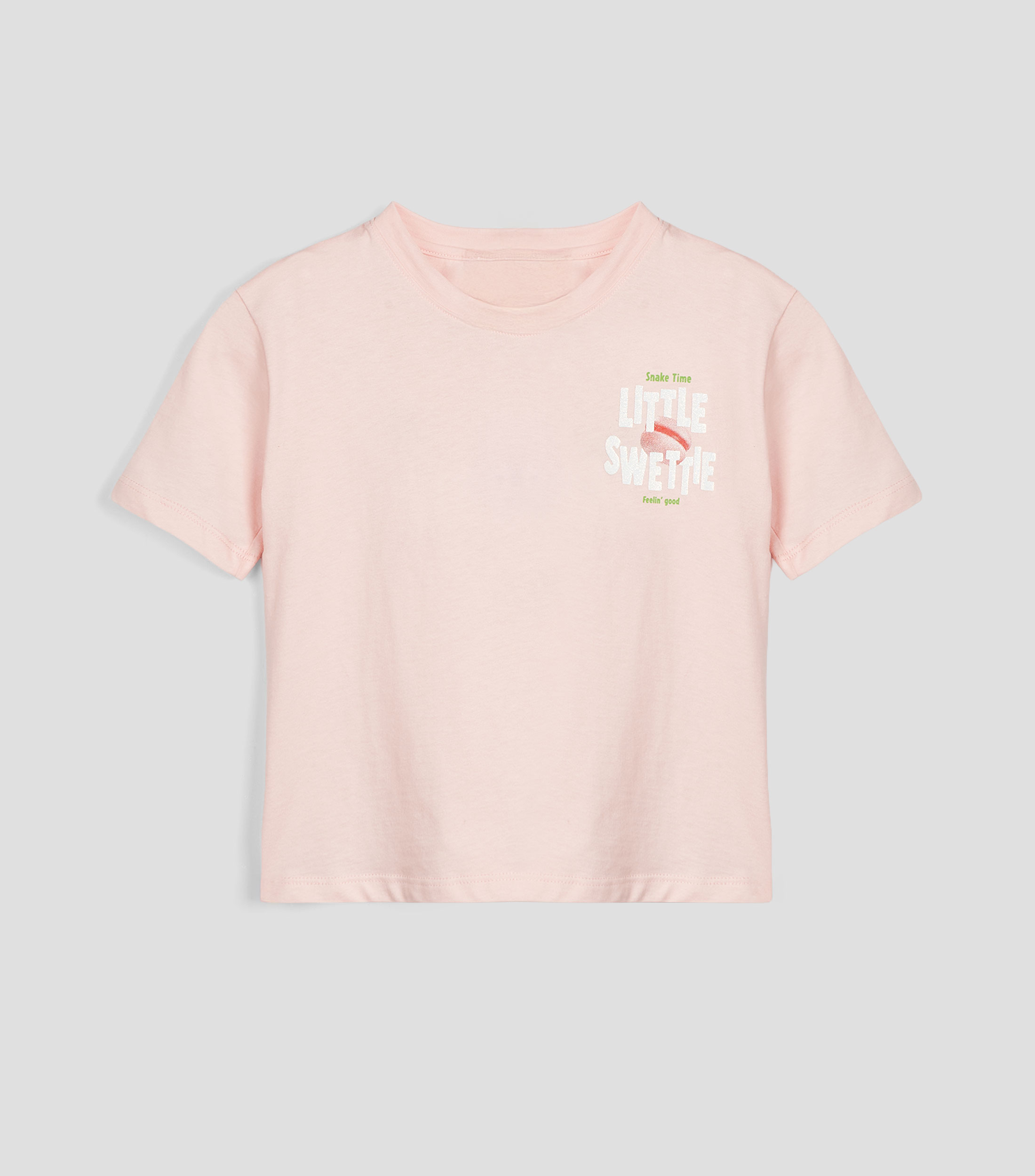 Playera cuello redondo manga corta estampada Niña