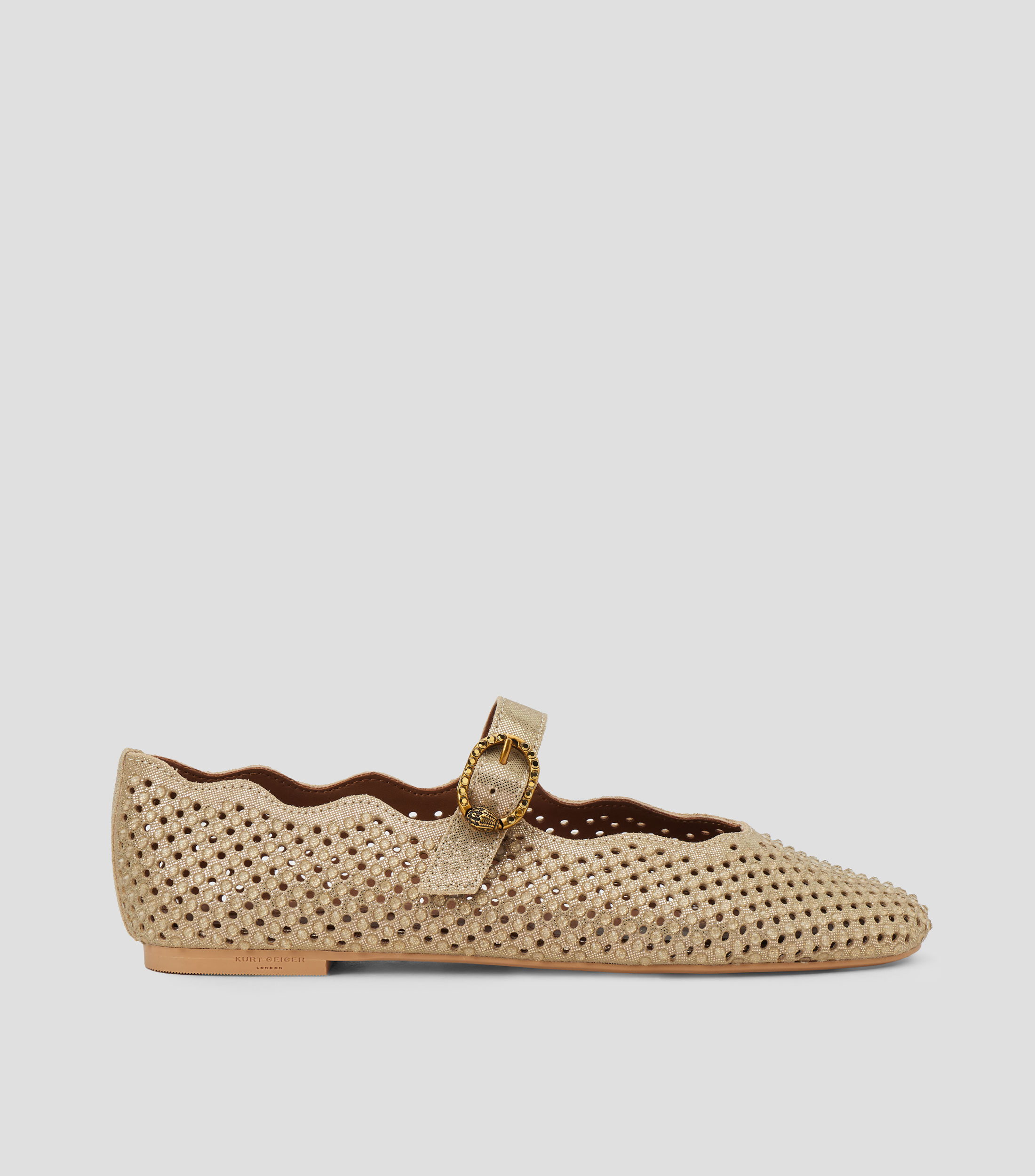 Flats en piel tacón bajo media luna Mujer