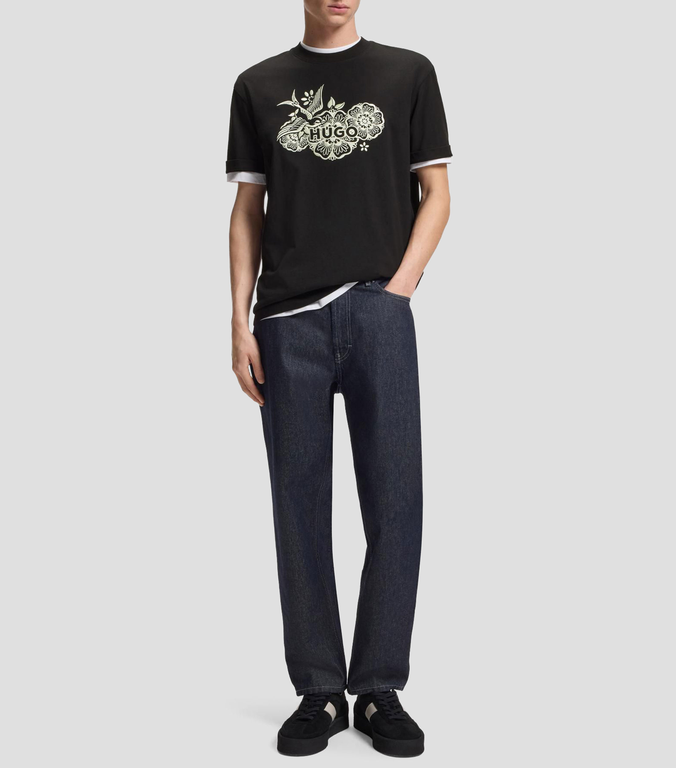 Playera de punto de algodón con ilustración bordada Hombre