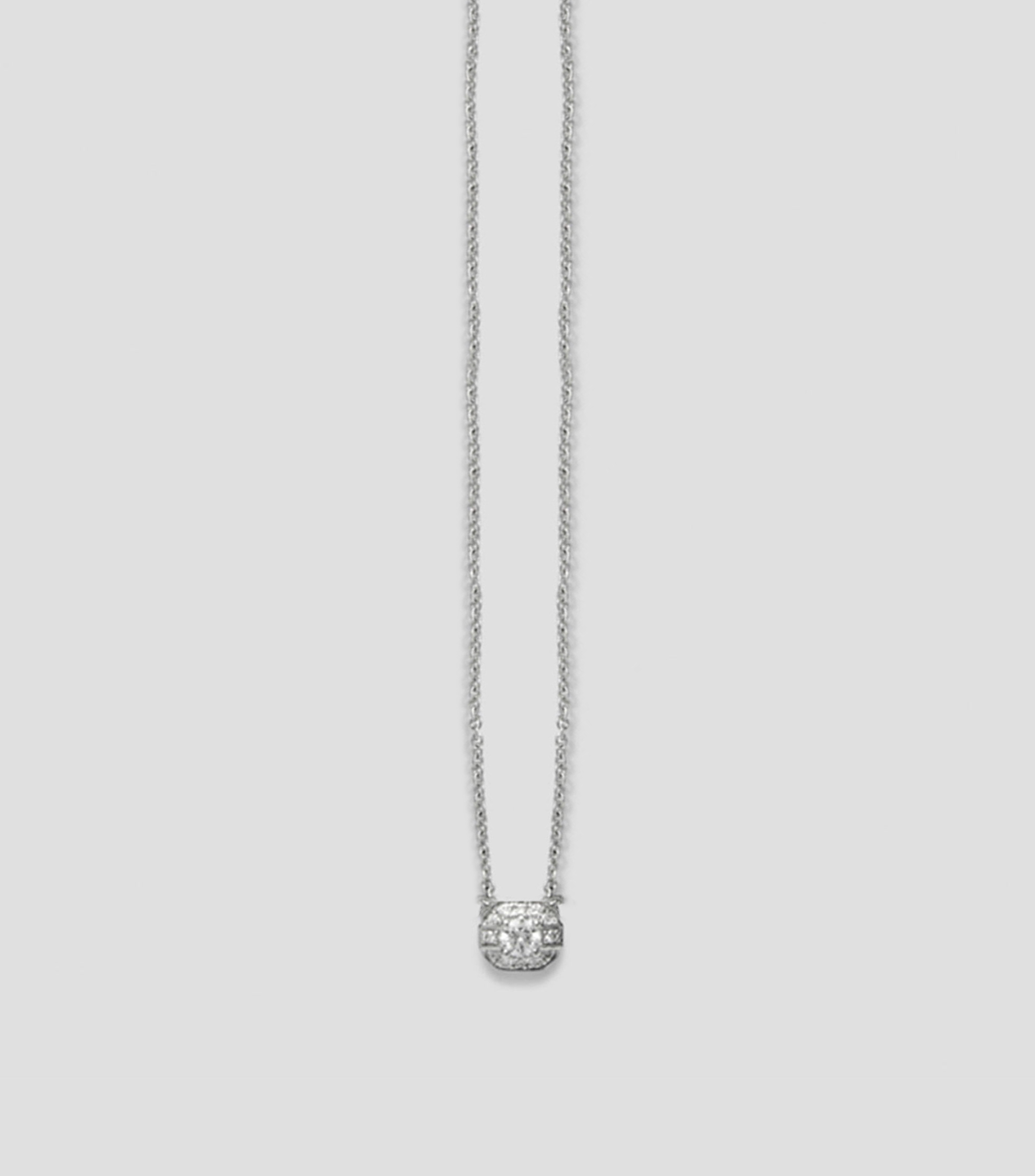 Collar en oro blanco con diamante Compromiso Decó Mujer