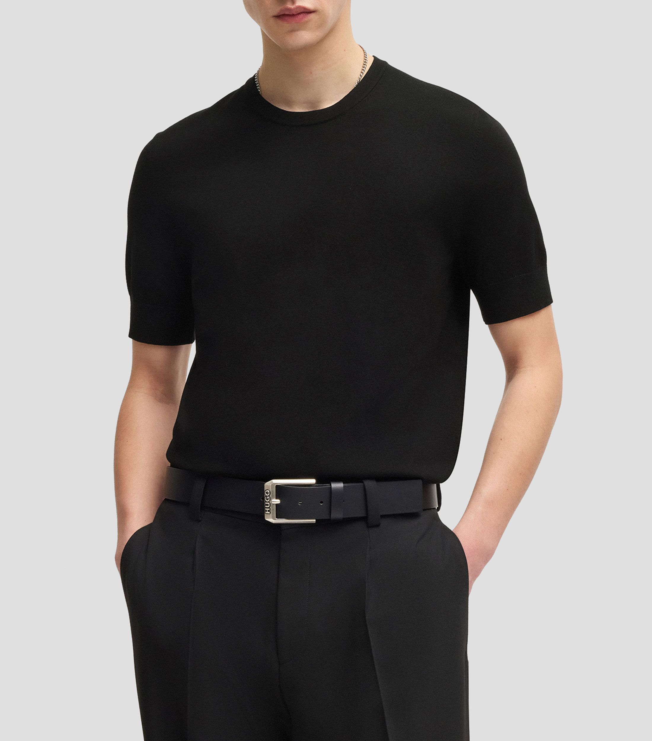 Playera de manga corta regular de punto Hombre