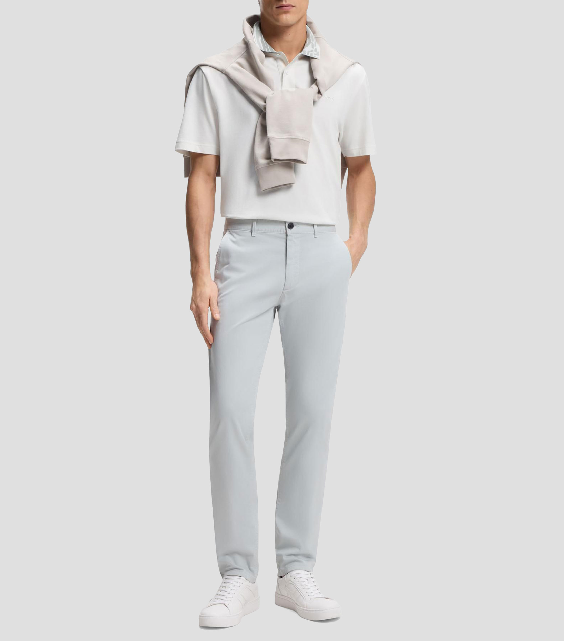 Polo de piqué de algodón con cuello de camuflaje Hombre