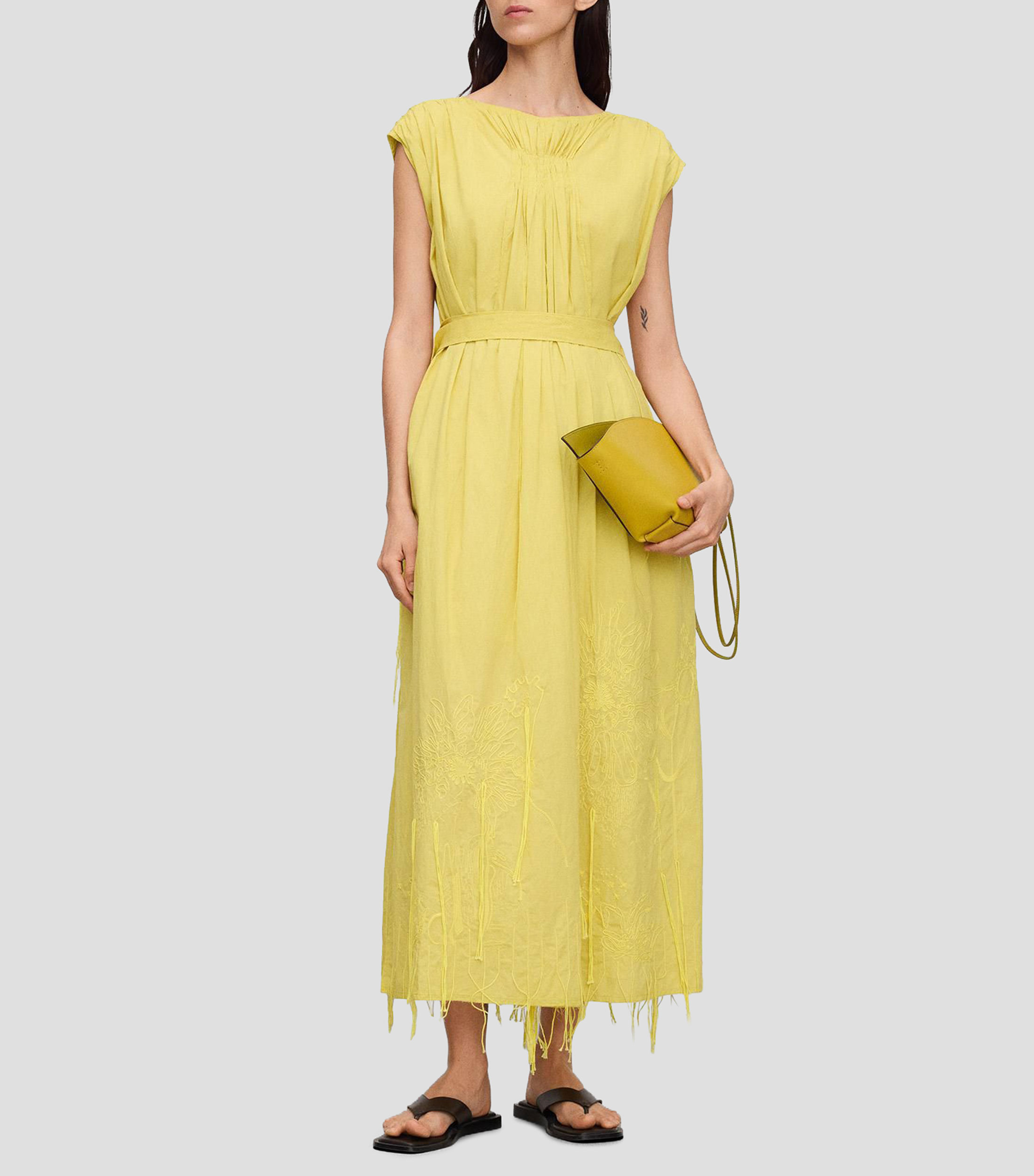 Vestido largo liso Mujer