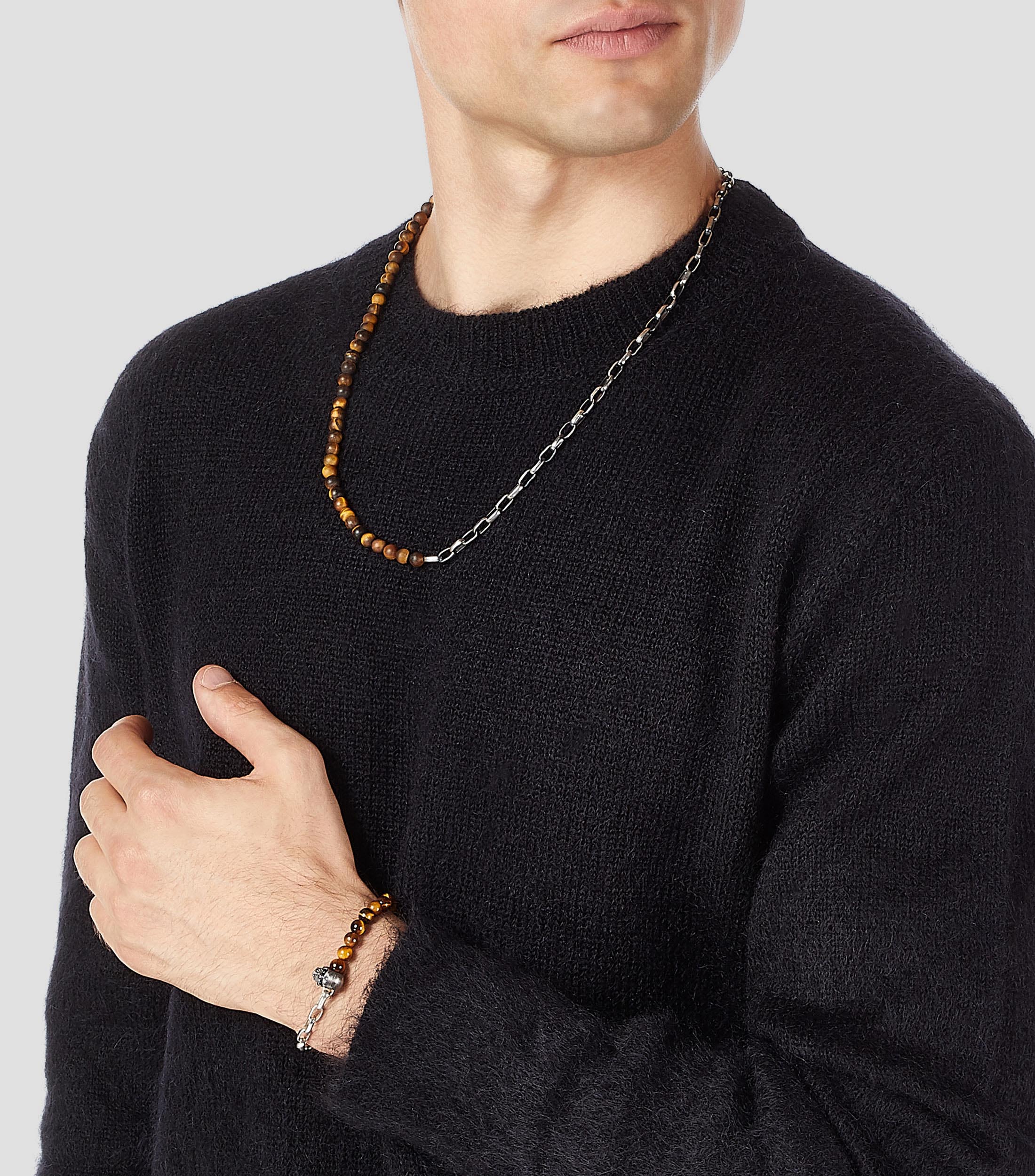 Pulsera Skull Tiger Eye en plata Hombre