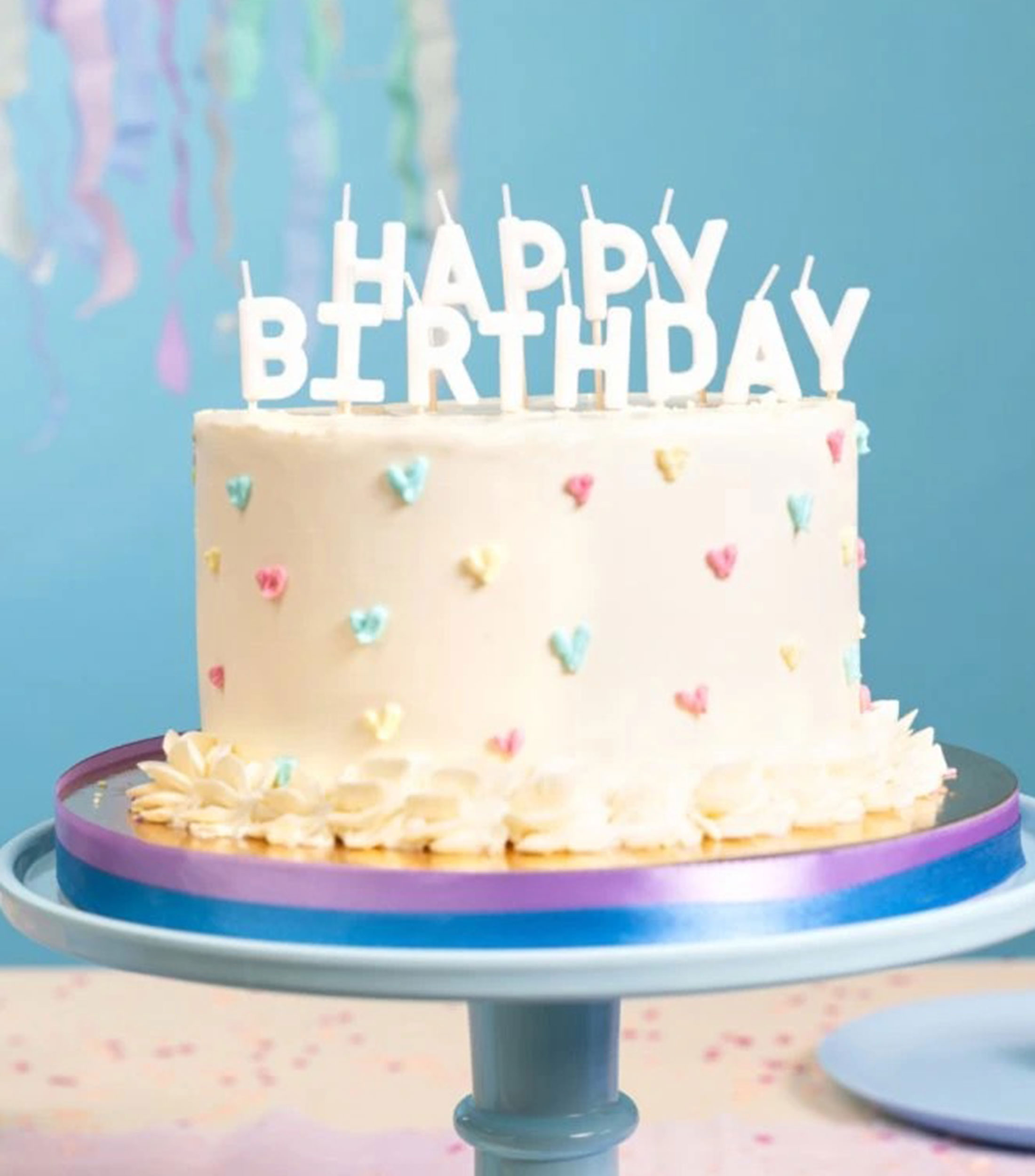 Velas para pastel "Happy Birthday" blancas