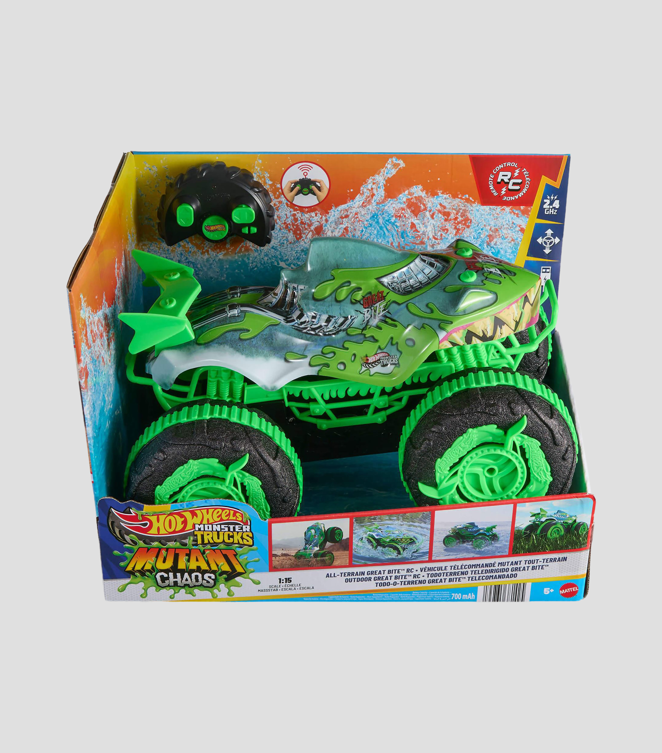 Hot Wheels Vehículo Monster Trucks a Control Remoto Todo Terreno 115