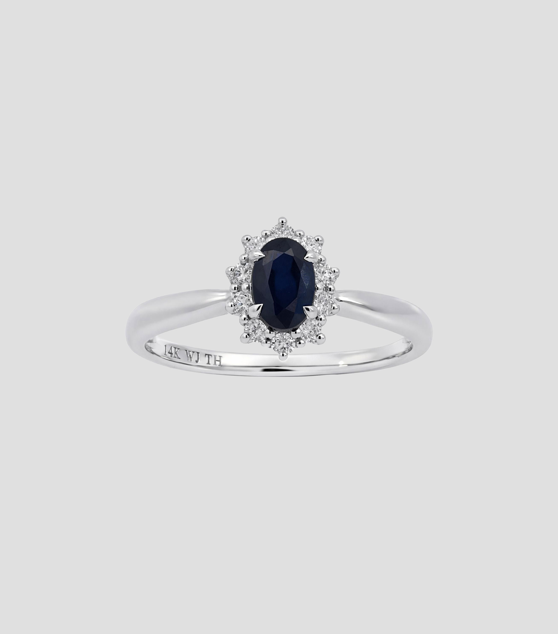Anillo en Oro blanco de 14 Kilates con zafiro Mujer