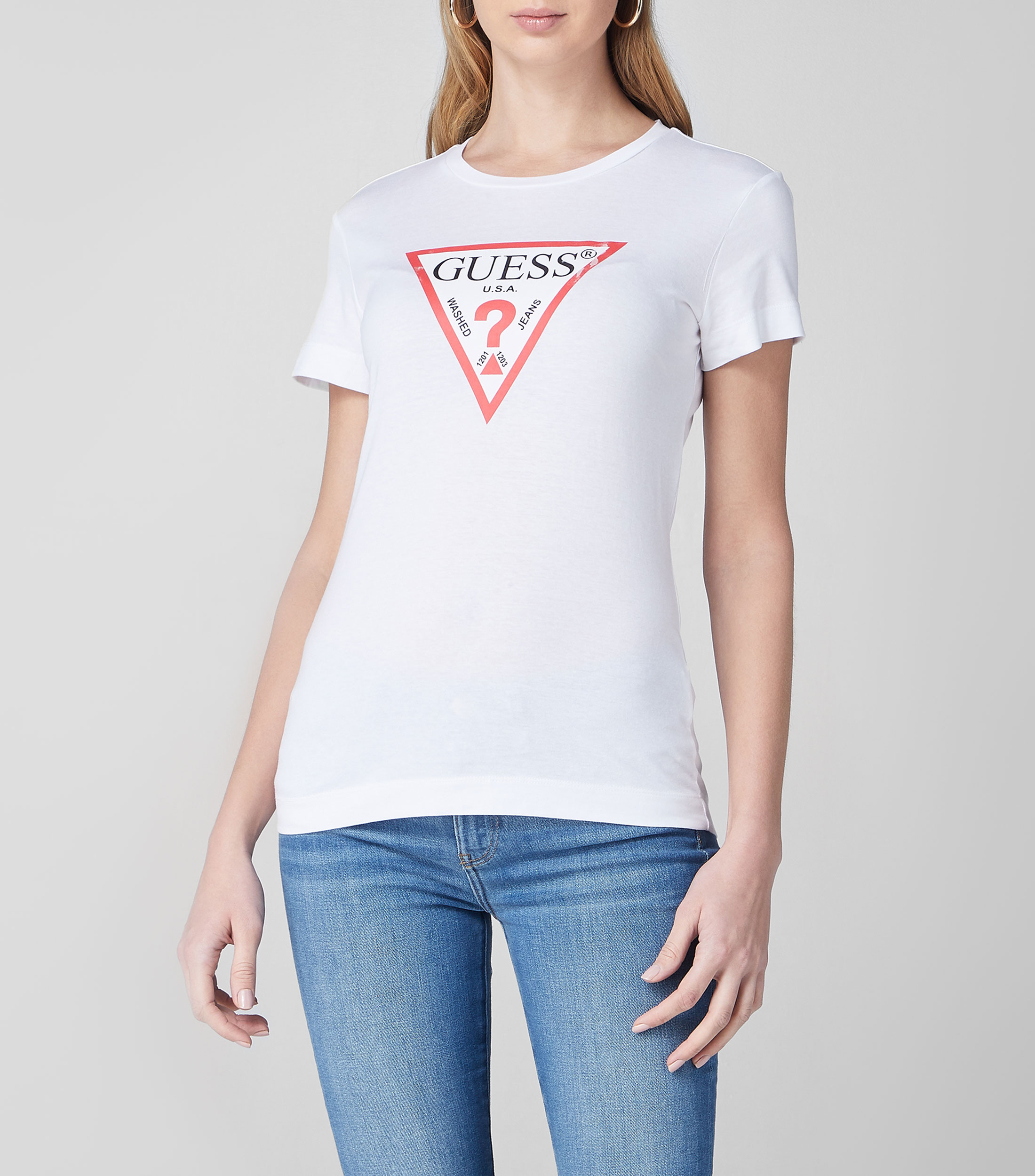 Playera de cuello redondo y manga corta con logotipo estampado Mujer