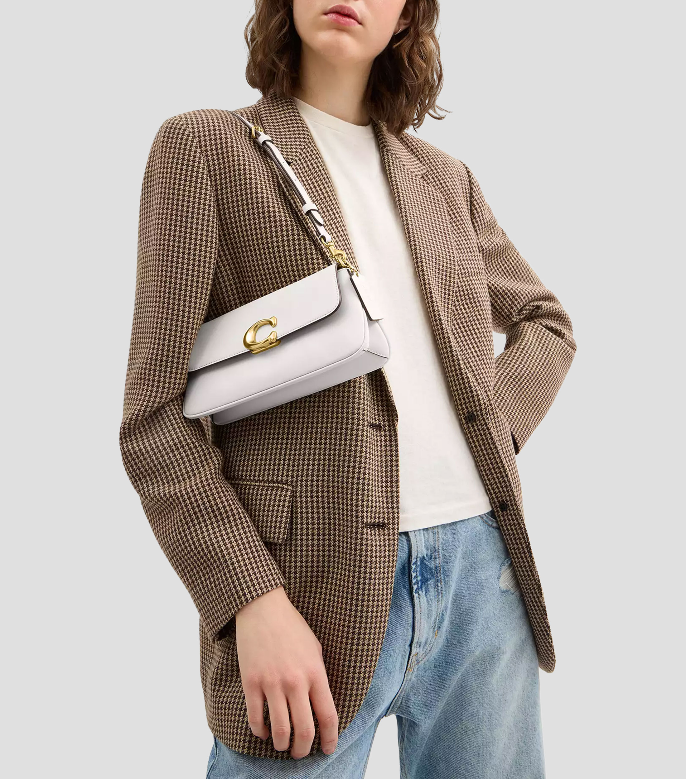 Bolsa shoulder Jet en piel beige Mujer