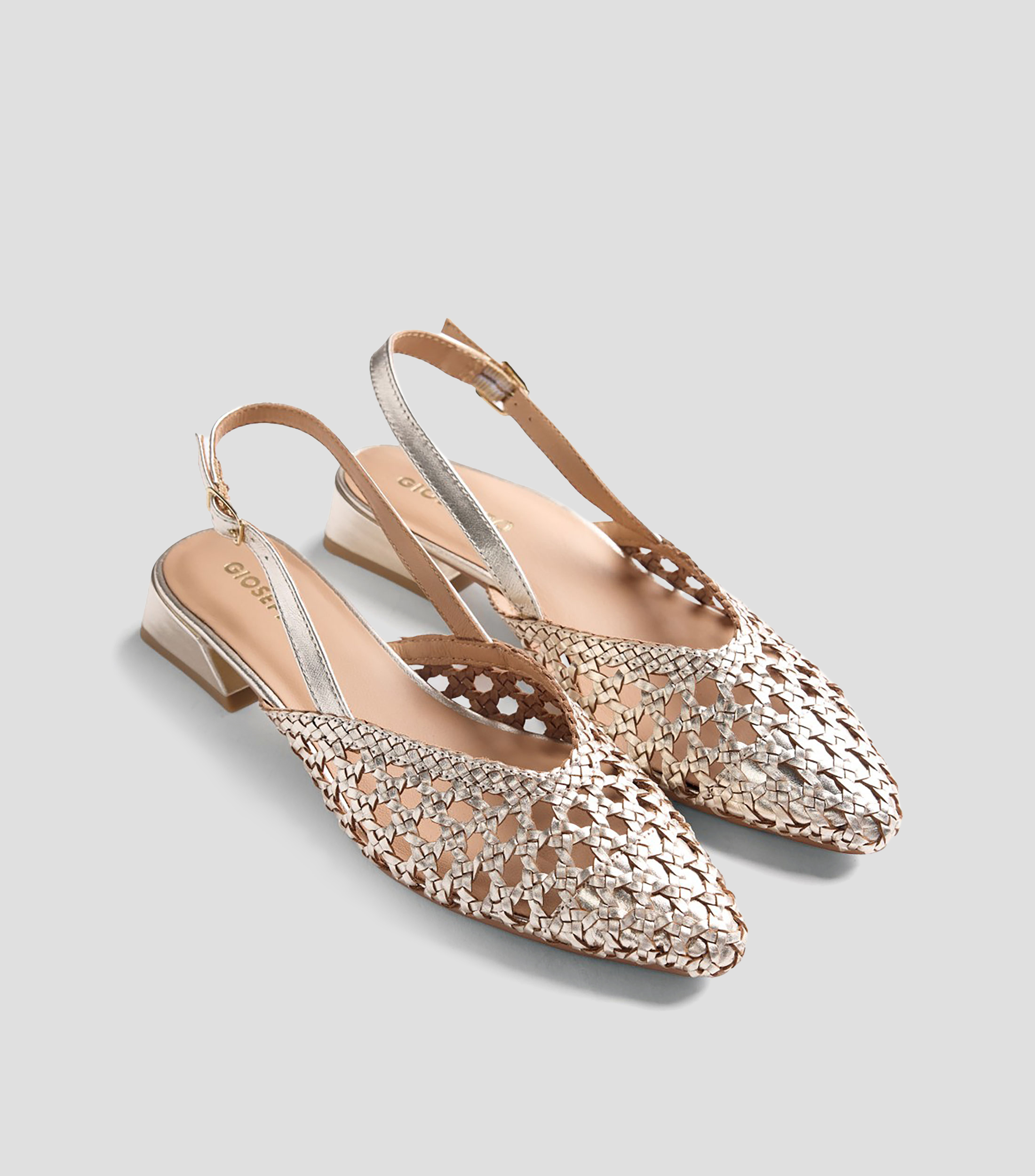 Flats Kipili en piel con tacón bajo y ancho Mujer