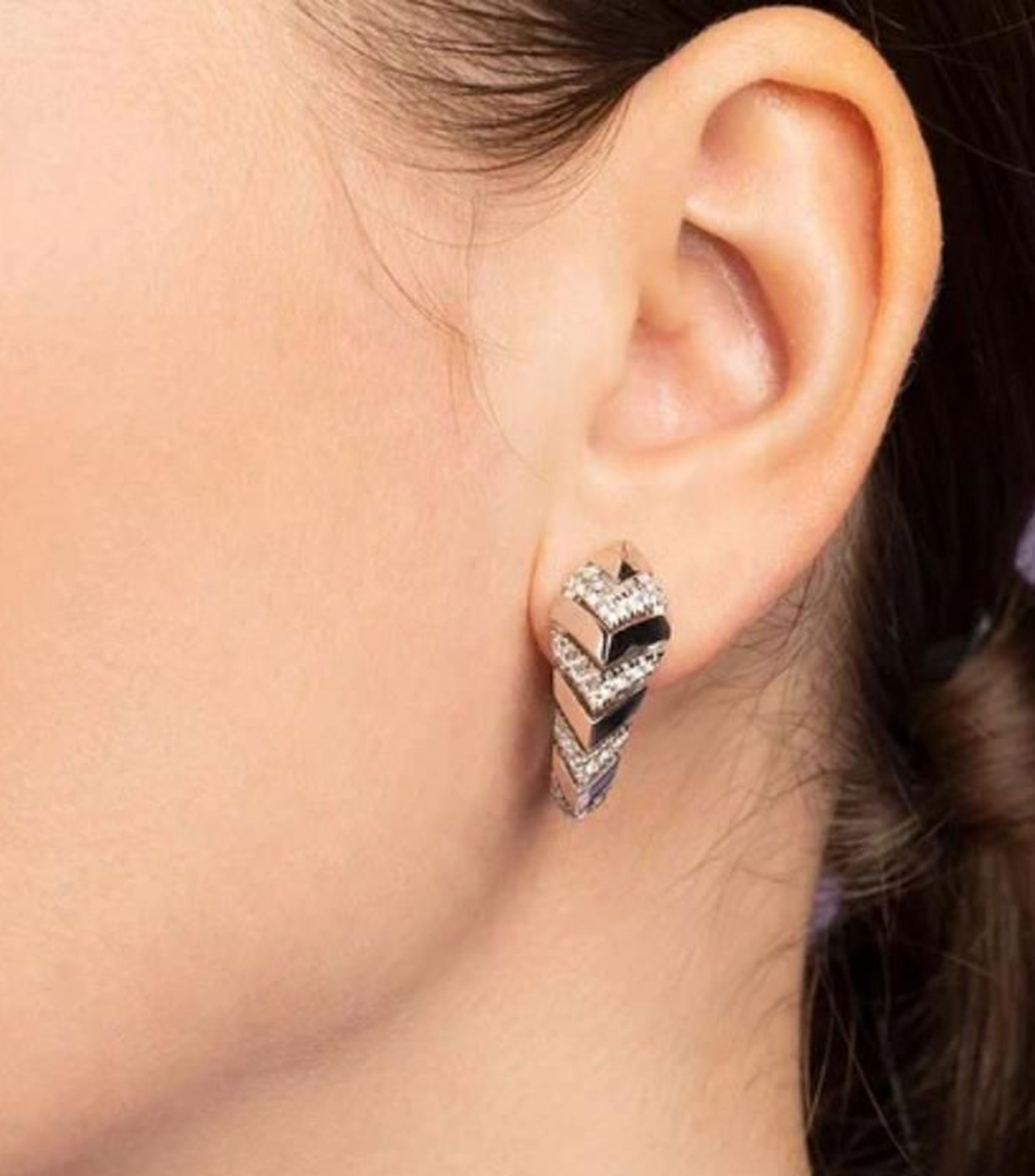 Aretes hoja de palmera con circonia cúbica Mujer