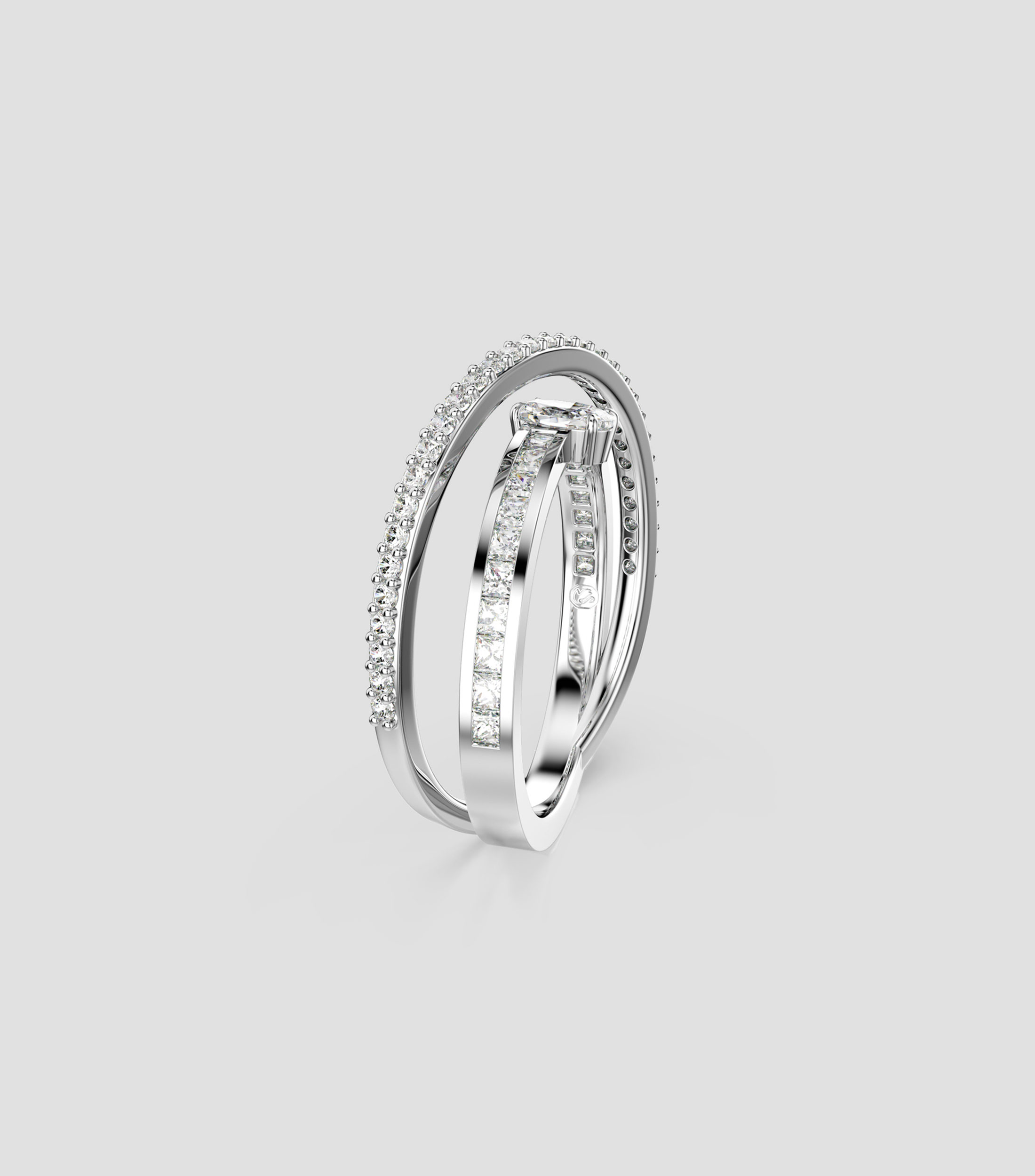Anillo de dos bandas con zirconias Hyperbola Unisex